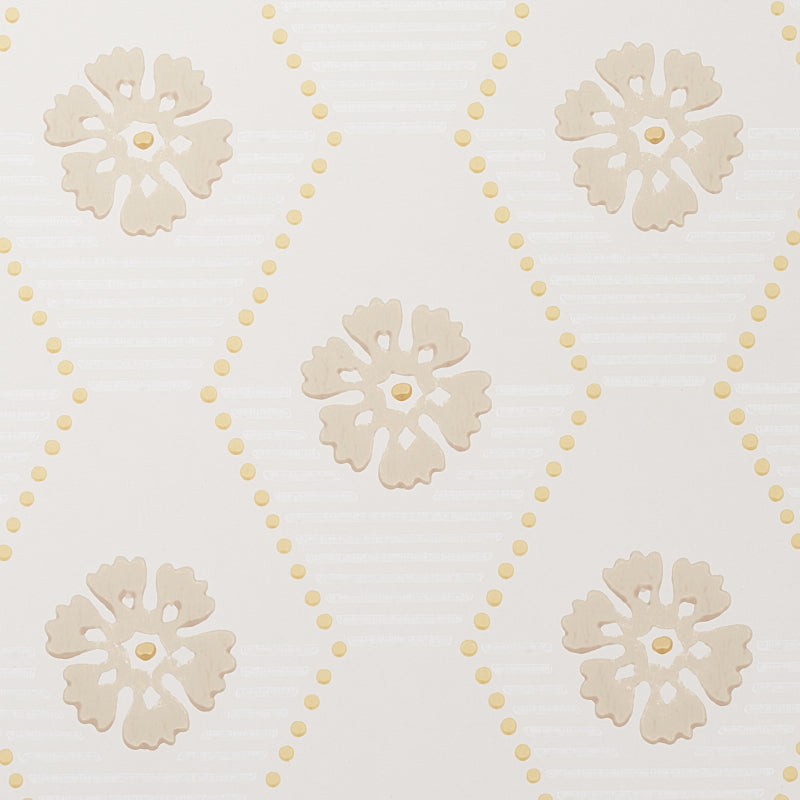 Hive Bloom Sand by Schumacher Geometric Floral Wallpaper – Hobe Erwin Collection 5013162