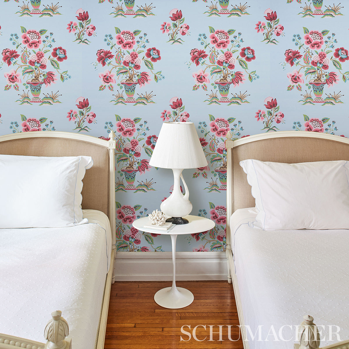 Ashford Rose & Sky by Schumacher Classic Floral Wallpaper – Schumacher 5013180