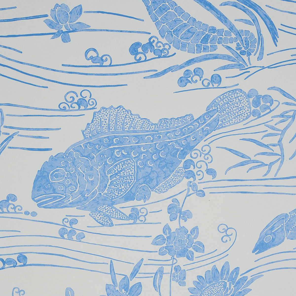Sea Garden Porcelain Blue by Schumacher Scenic Underwater Wallpaper – Schumacher 5013280