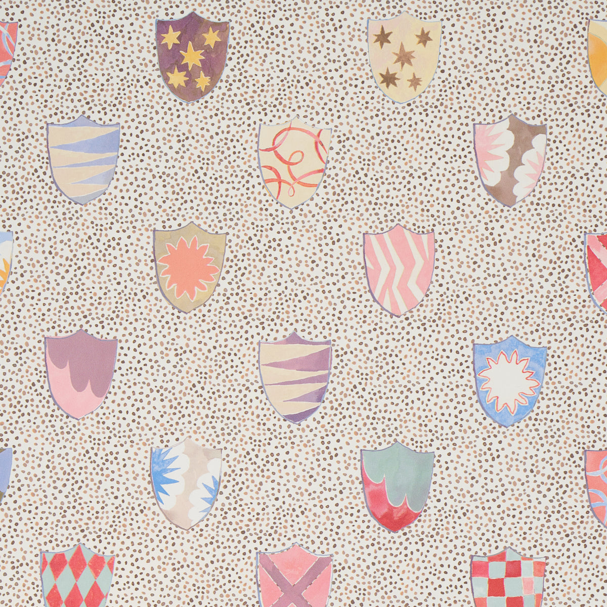 Heraldic Sprezzatura by Happy Menocal Whimsical Shields Wallpaper – Schumacher 5013490