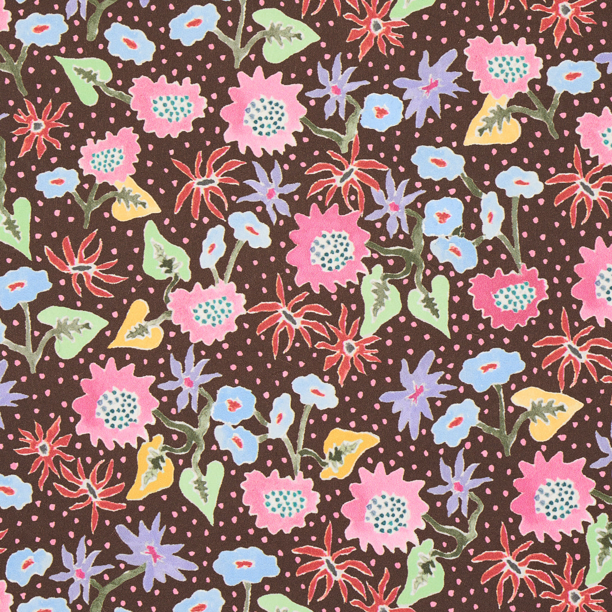 Calico Multi on Brown by Happy Menocal Schumacher Wallpaper – 5013502
