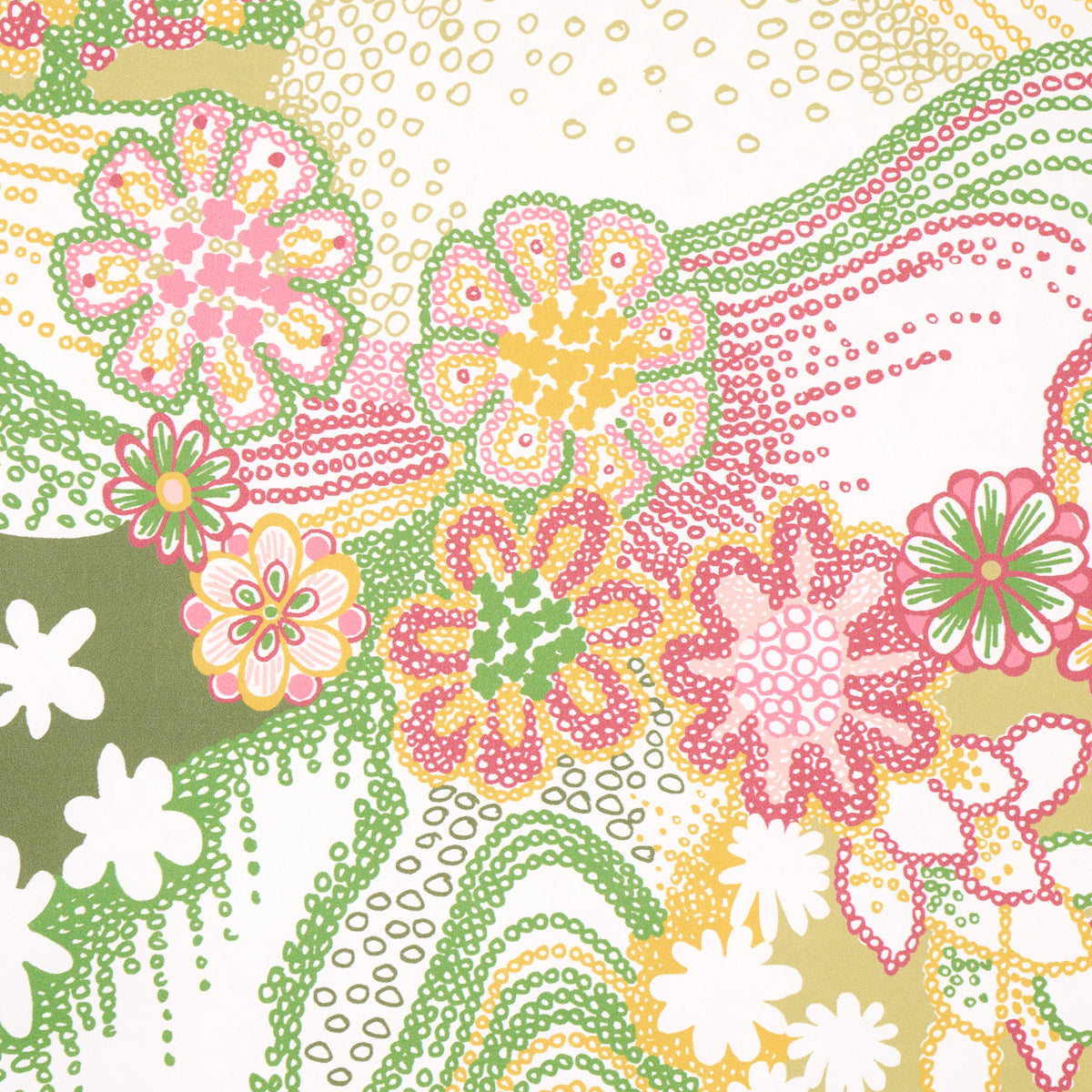 Daisy Chain Green and Pink by Clements Ribeiro Psychedelic Floral Wallpaper – Schumacher 5013551