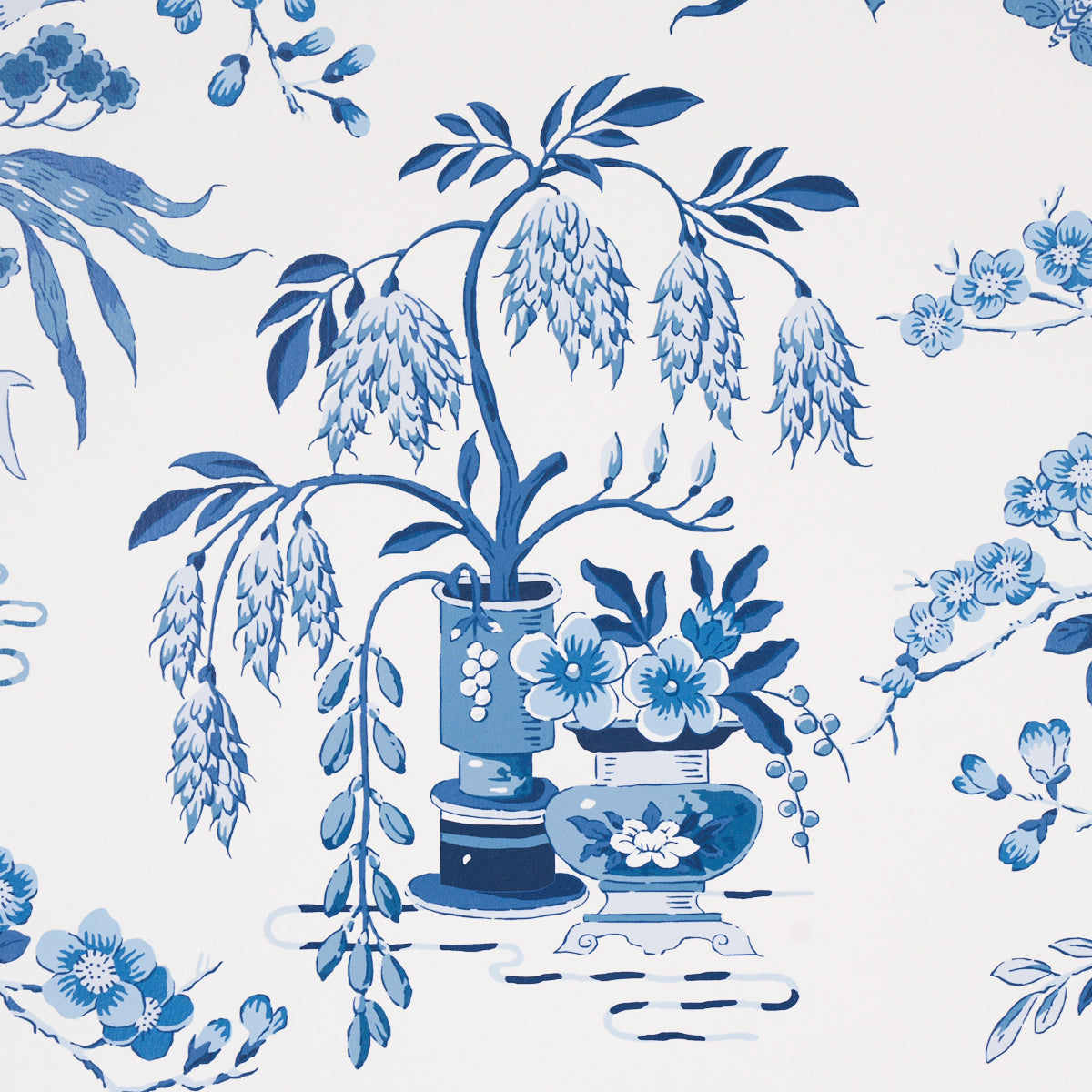 Ming Vase Porcelain by Schumacher Chinoiserie Floral Wallpaper – Schumacher 5013580