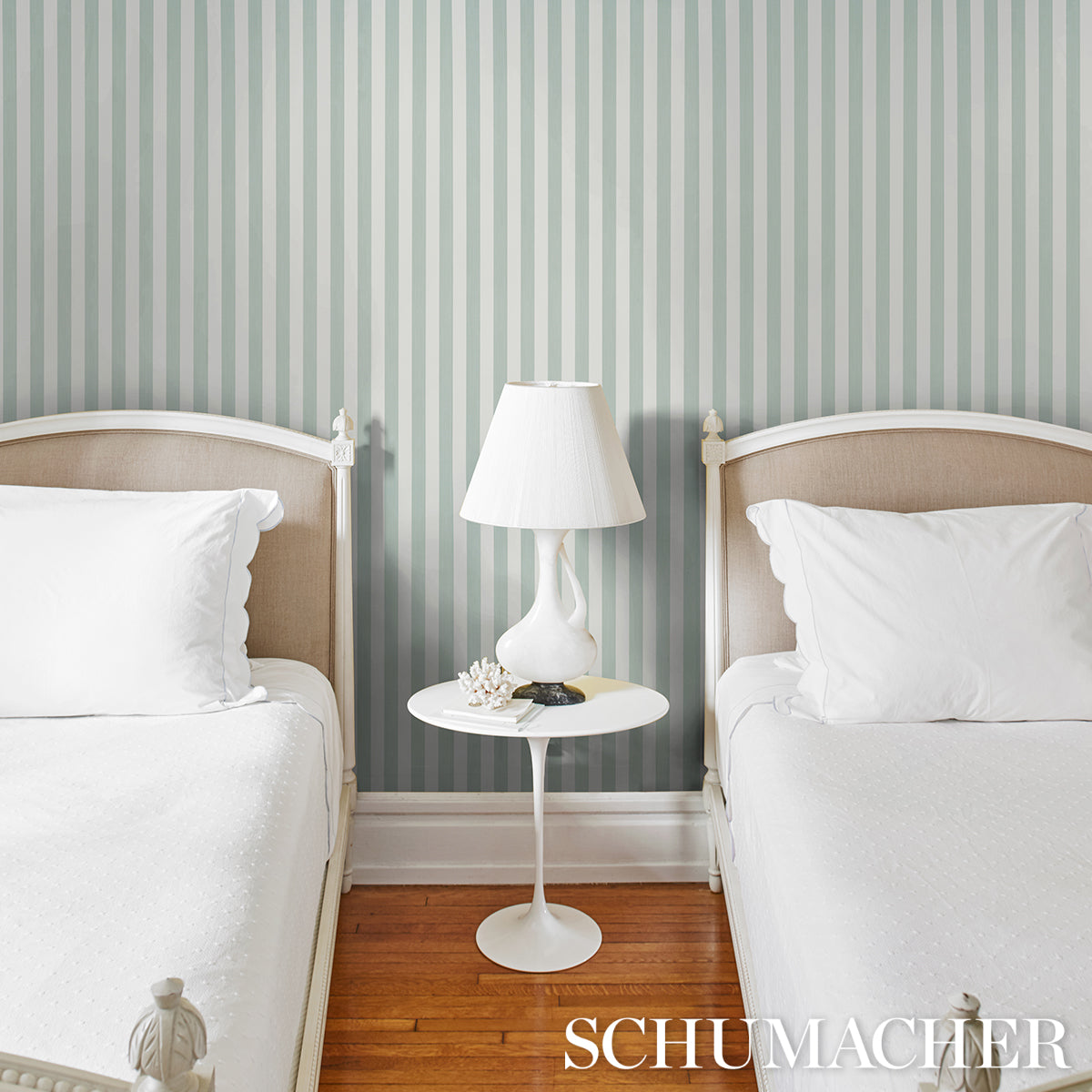 Edwin Stripe Medium Eucalyptus by Schumacher Classic Stripe Wallpaper – Schumacher 5013613