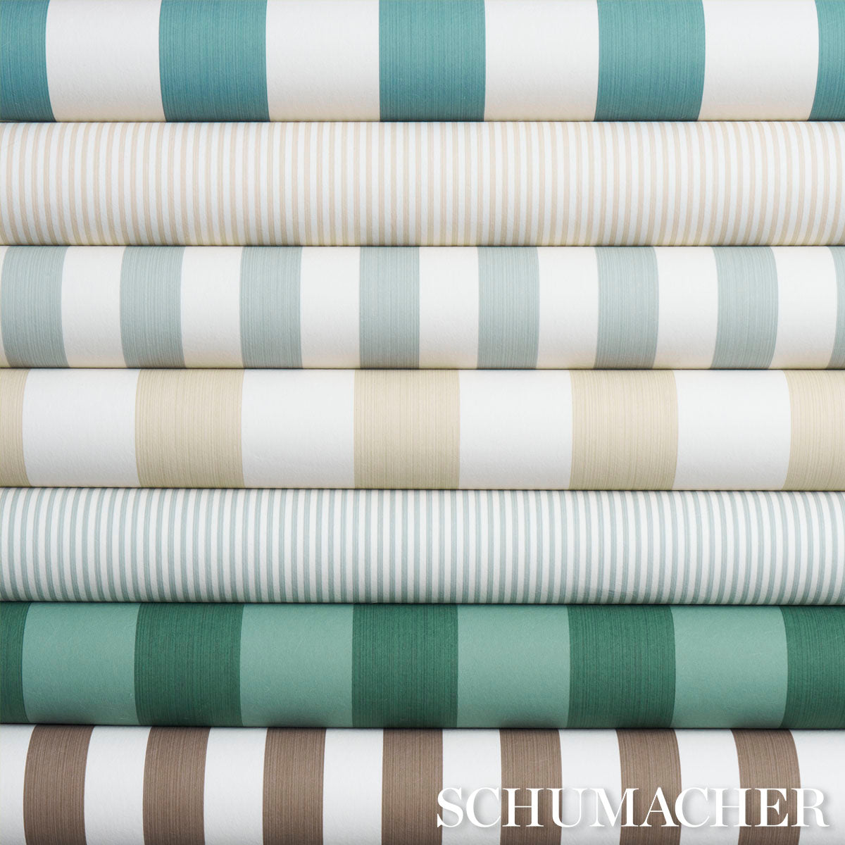 Edwin Stripe Wide Dark Green by Schumacher Dimensional Stripe Wallpaper – Schumacher 5013624