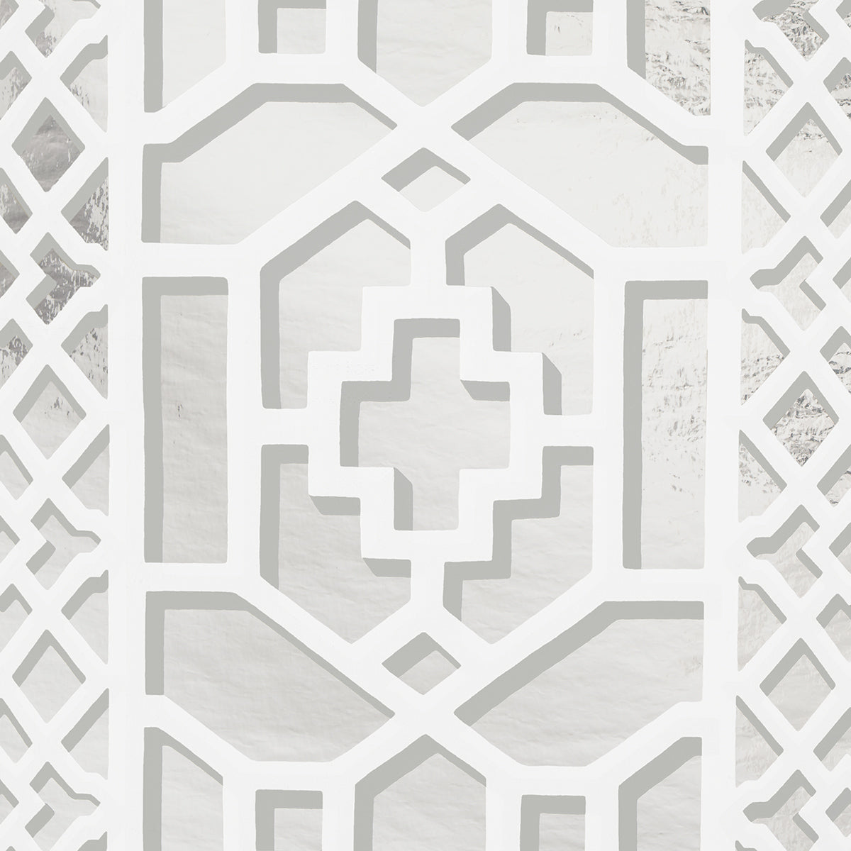 Zanzibar Trellis Mylar Silver Mylar Wallpaper – Schumacher 5013641