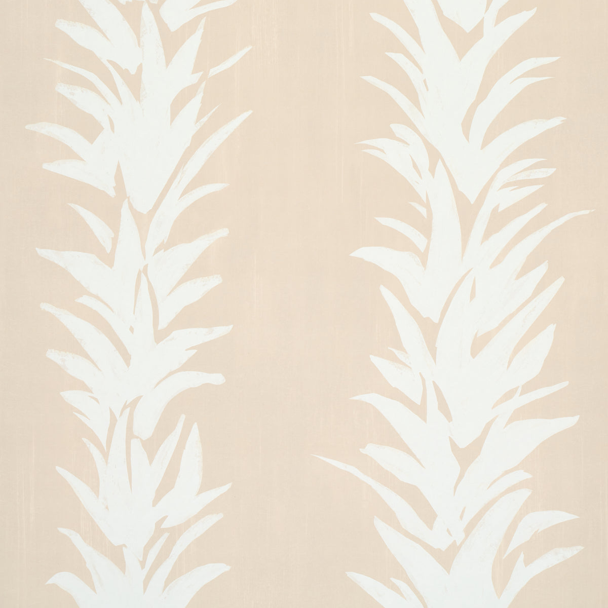 White Lotus wallpaper in sand by Backdrop for Schumacher, featuring painterly abstracted lotus forms in a botanical stripe design.