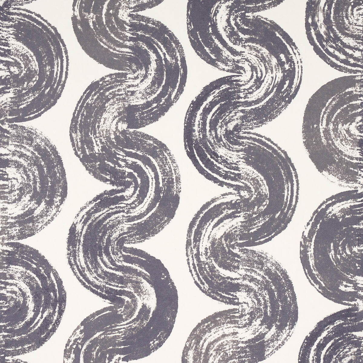 1975 Graphite by Backdrop - Curvilinear stripe wallpaper with handpainted look, mid-century modern style, Schumacher 5013670