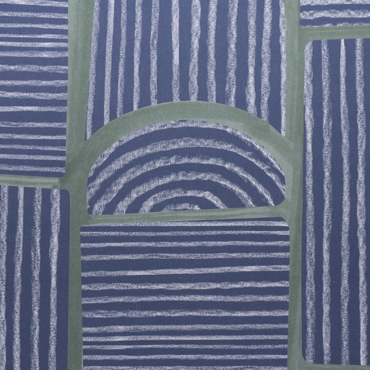 Bloomsbury Deep Navy by Backdrop Geometric Arch and Stripe Wallpaper – Schumacher 5013683
