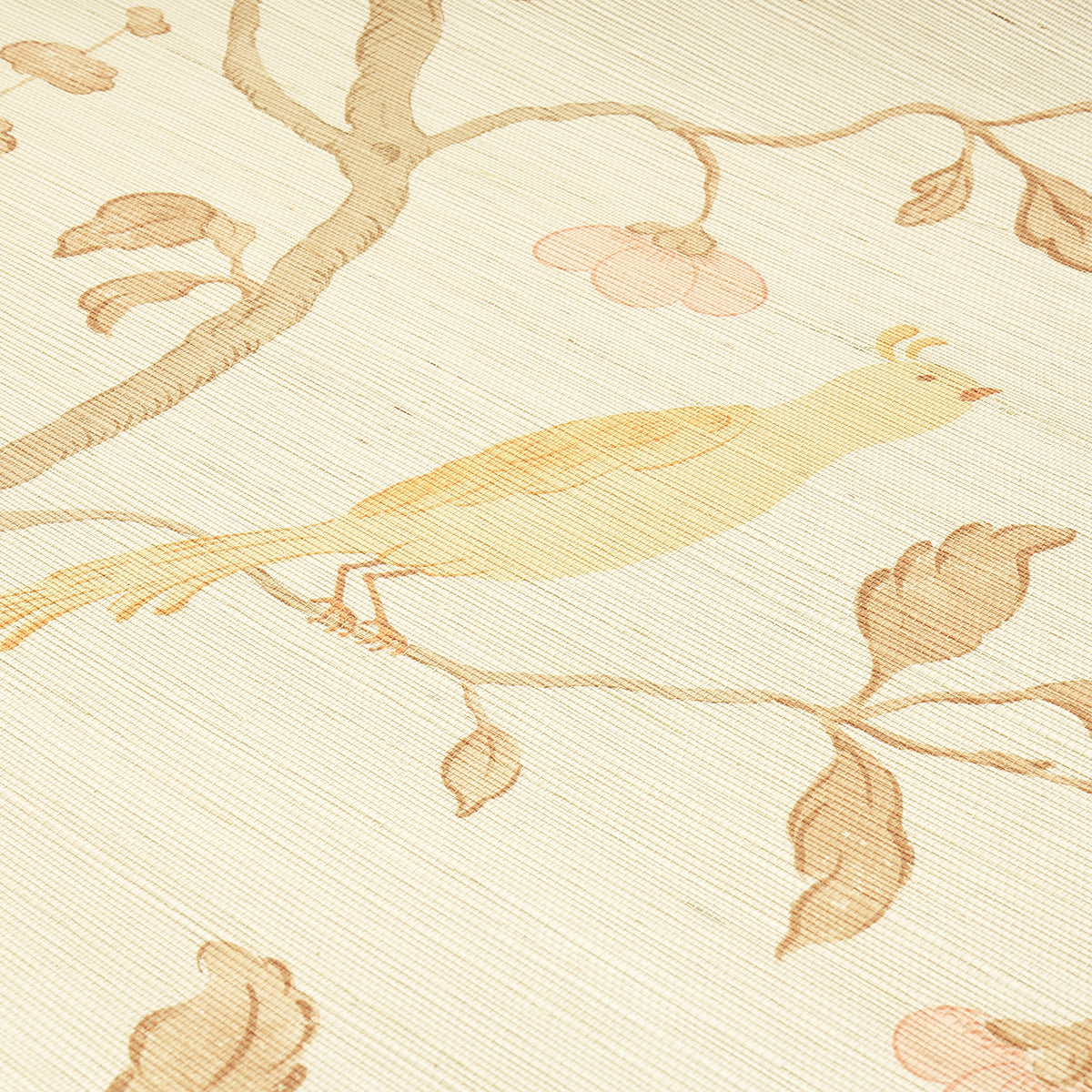 Wisteria Sisal Amber & Rose by Schumacher Hand-Painted Grasscloth Wallpaper – Schumacher 5013701