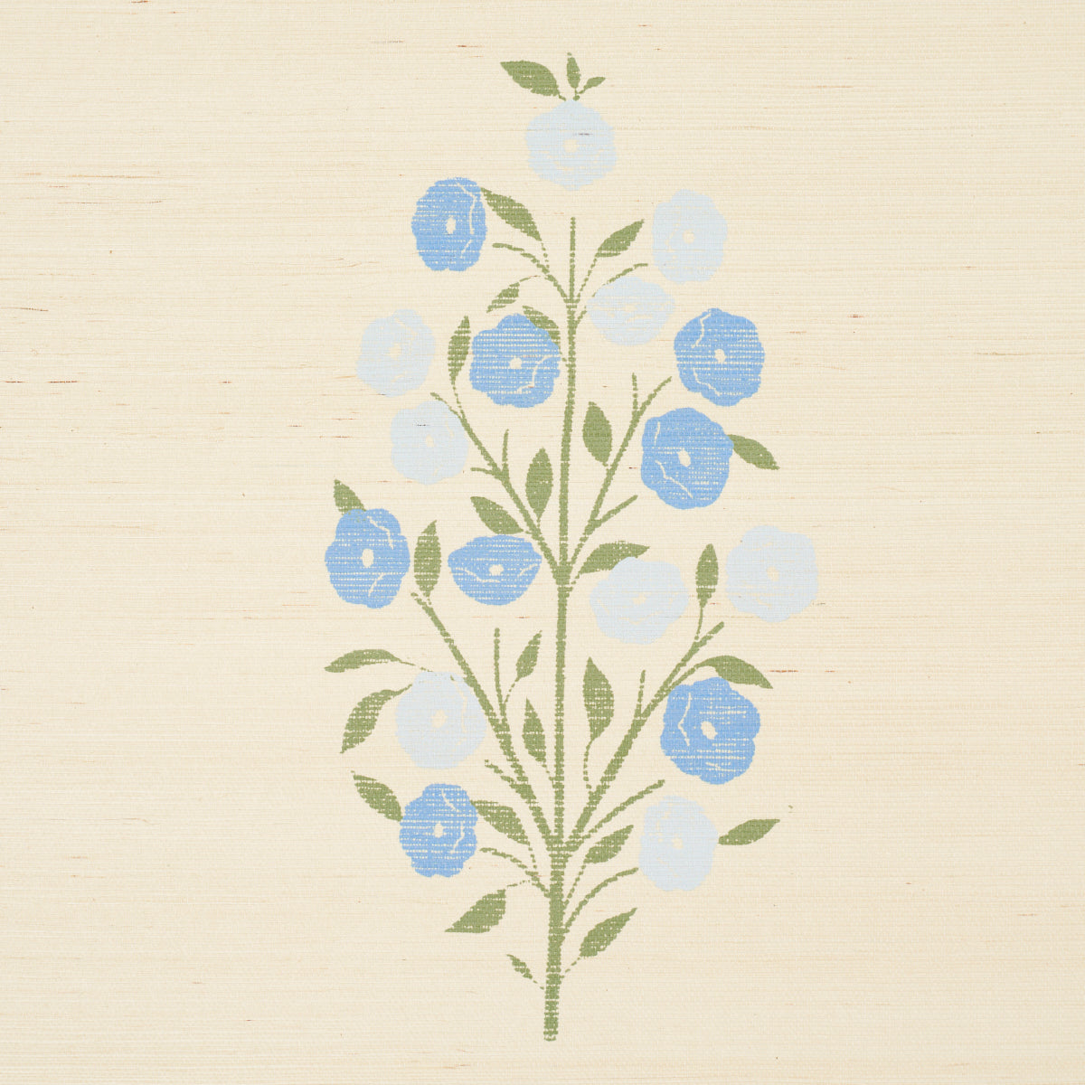 Josepha Sisal Blue Floral Wallpaper by Schumacher – Jacaranda Collection 5013710