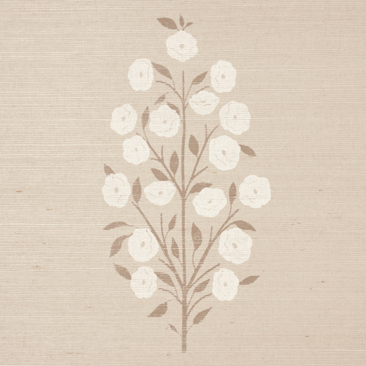 Josepha Sisal Neutral Floral Handprinted Wallpaper – Schumacher 5013711