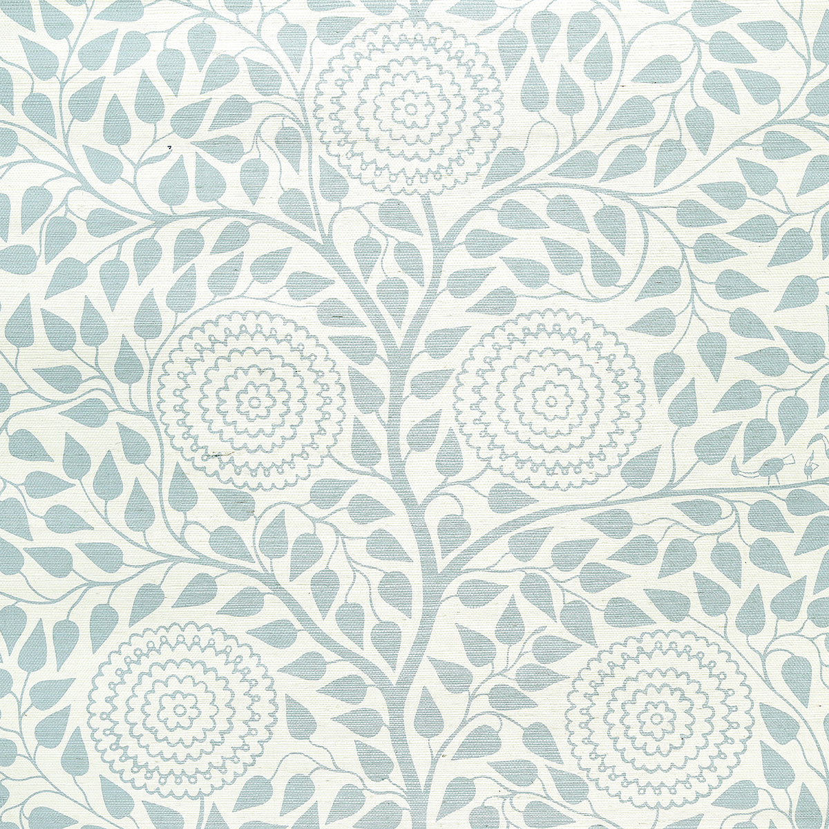 Kayon Sisal Panel Soft Blue by Schumacher Textured Floral Wallpaper Panel – Schumacher 5013720