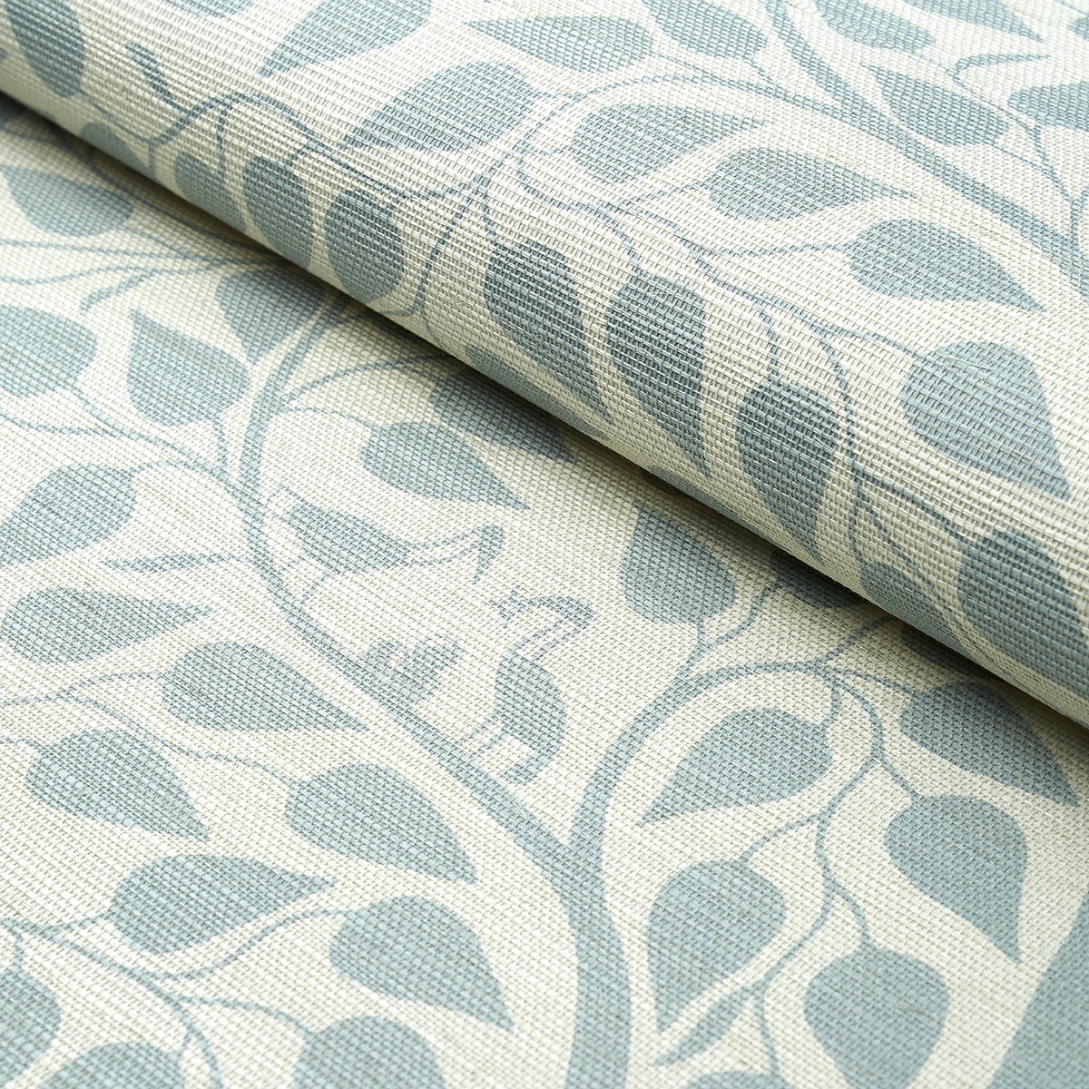 Kayon Sisal Panel Soft Blue by Schumacher Textured Floral Wallpaper Panel – Schumacher 5013720