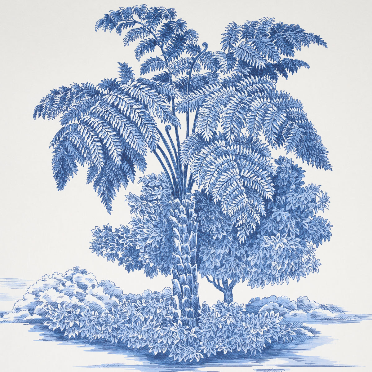 Toussaint Toile Blue on Ivory by Victor Glemaud Scenic Toile Wallpaper – Schumacher 5013771
