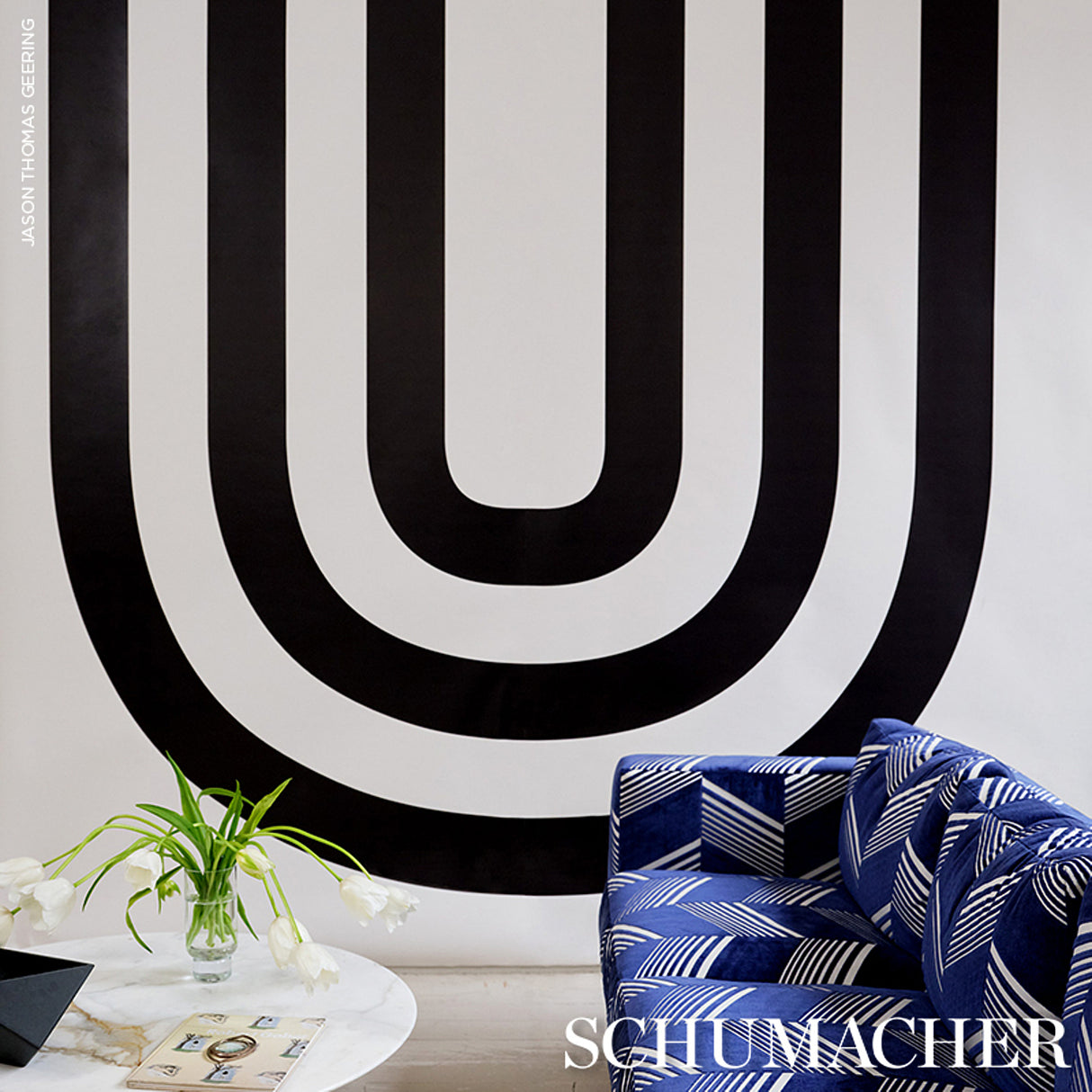 Virginia Panel A Black Modern Stripe by Victor Glemaud – Schumacher 5013780