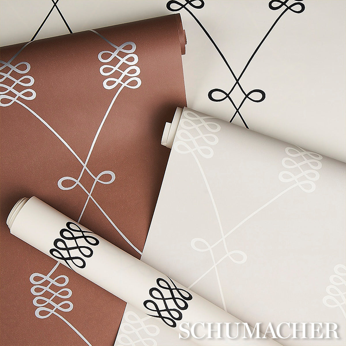 Nicolette Black on Cream Trellis Wallpaper – Schumacher 5013830