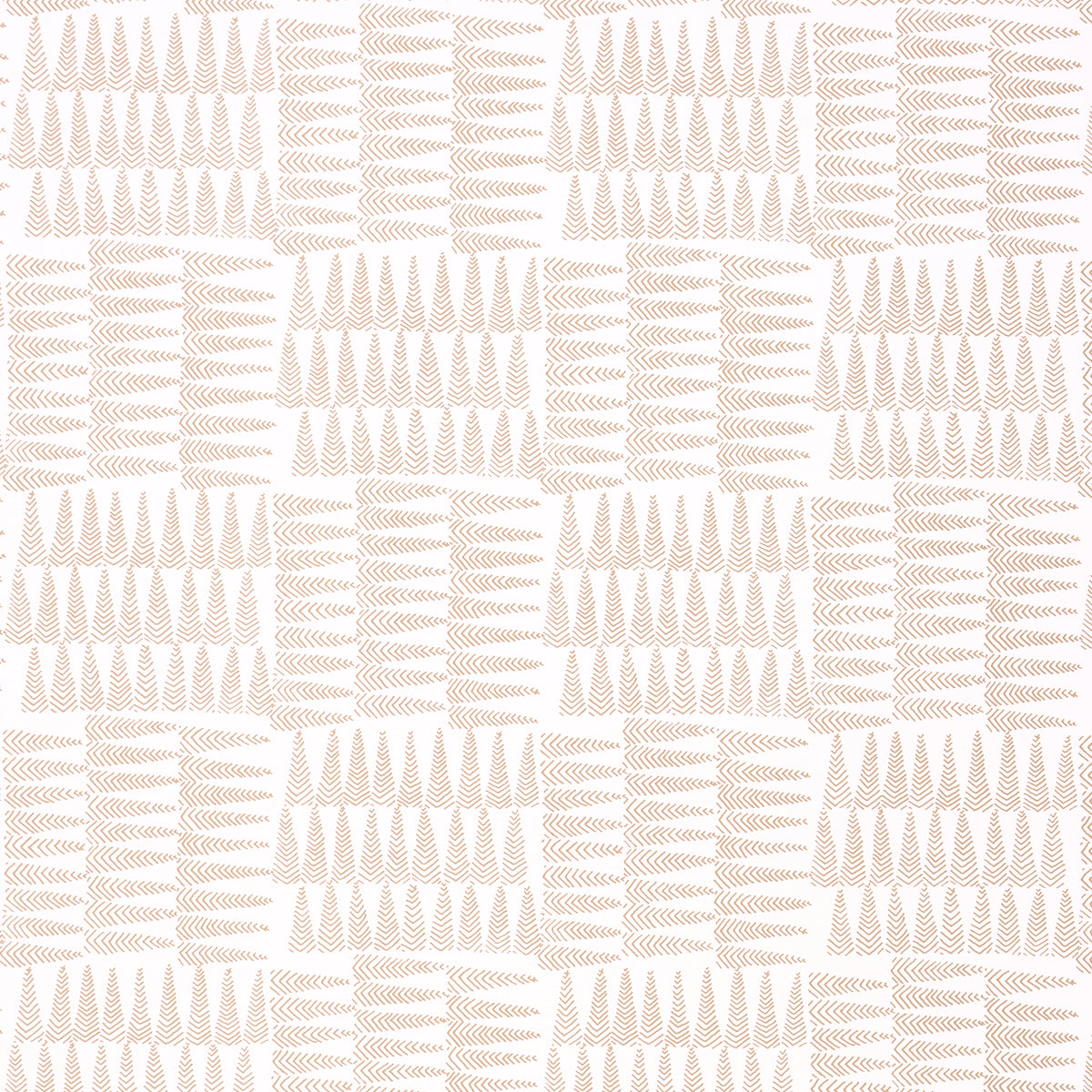 Charlie Neutral wallpaper by Schumacher featuring a dense forest of small-scale pennant stripes in a neutral colorway, shown in a modern bedroom setting.
