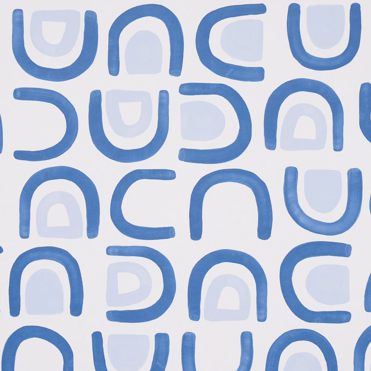 Threshold wallpaper in Lapis by Hadiya Williams for Schumacher, featuring a lively abstract blue grid pattern.