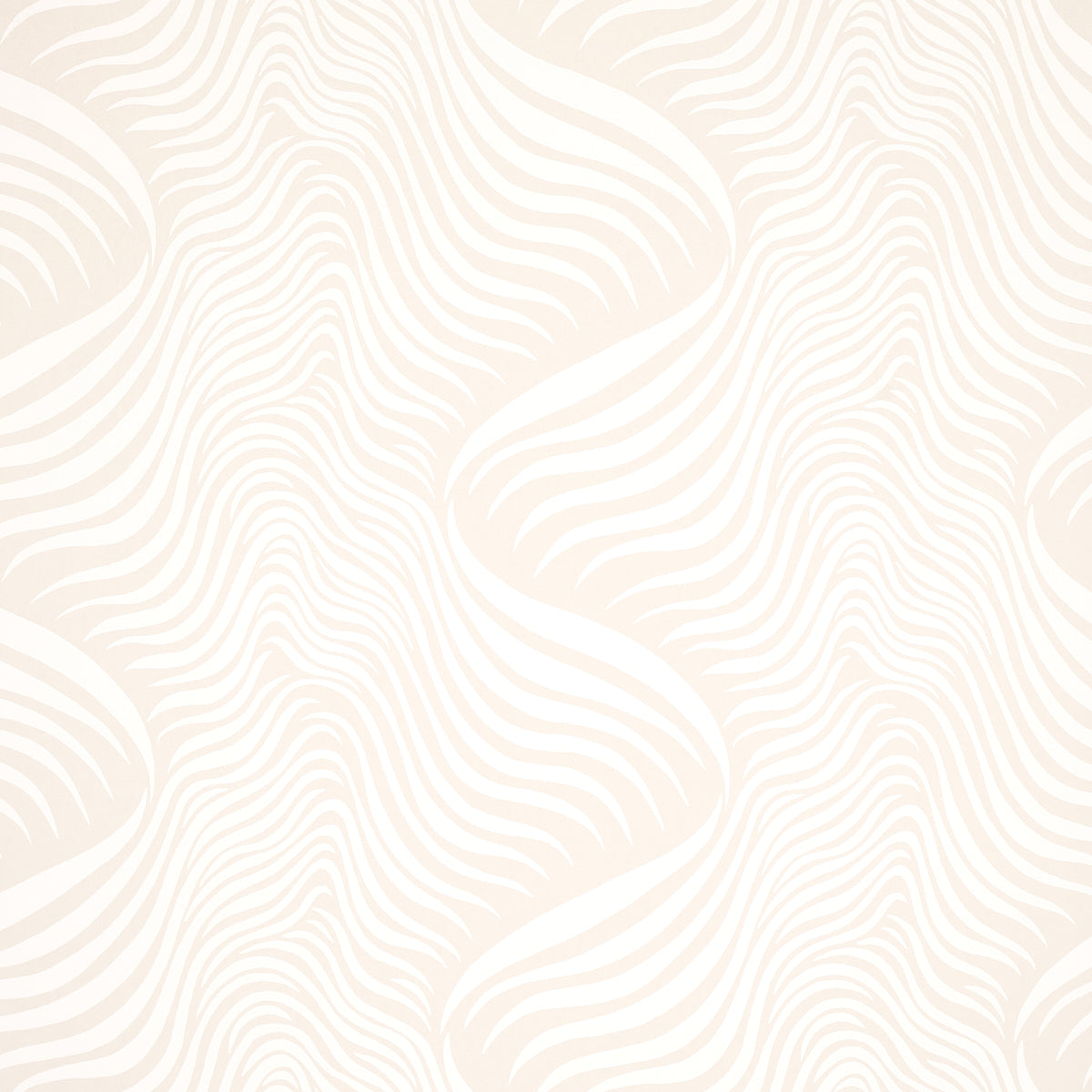 Sauvage in Natural by Schumacher - Abstract animal-inspired wallpaper in a tonal, wavy pattern, shown in a modern interior setting.