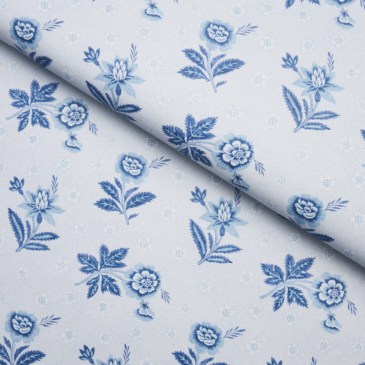 Colline Porcelain by Schumacher Small-Scale Floral Wallpaper – Schumacher 5014220