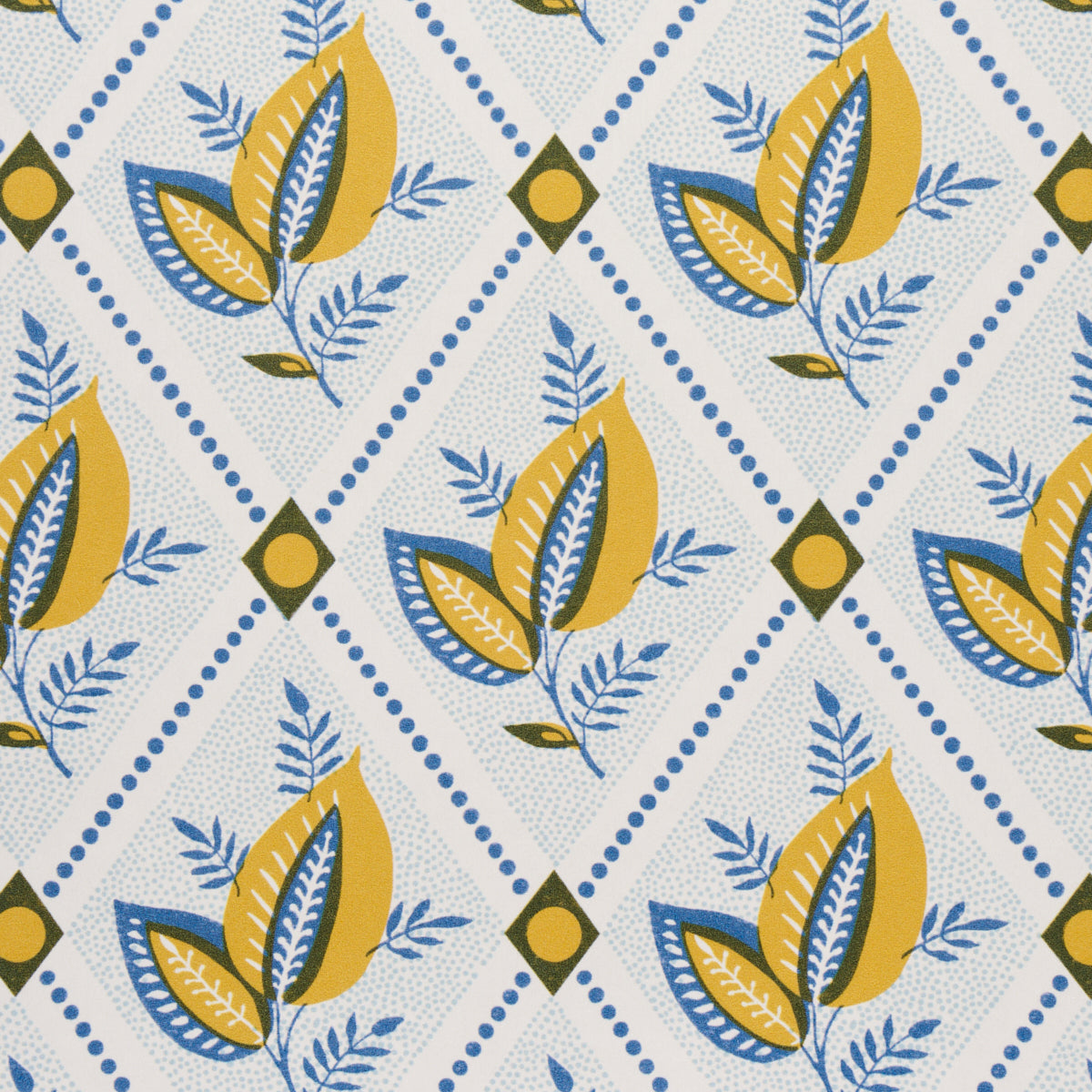 Basile Trellis Yellow & Blue Wallpaper by Schumacher – 5014230