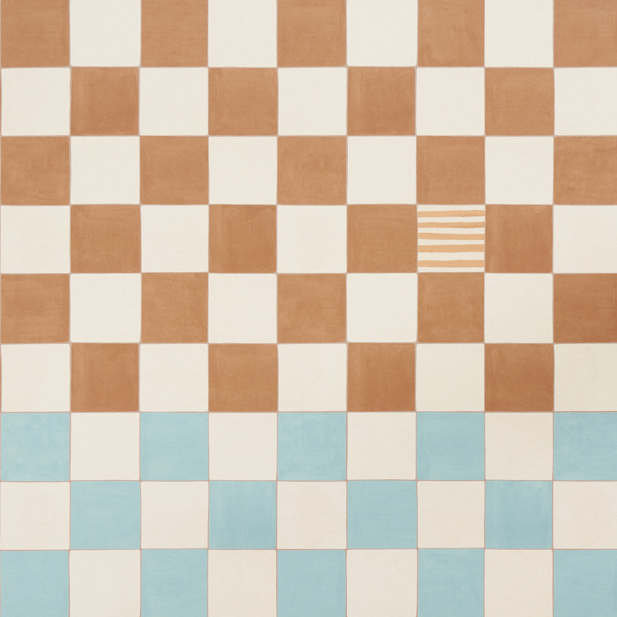 Gambit Panel Teal & Earthy Brown by Backdrop Painterly Checkered Wallpaper – Schumacher 5014260