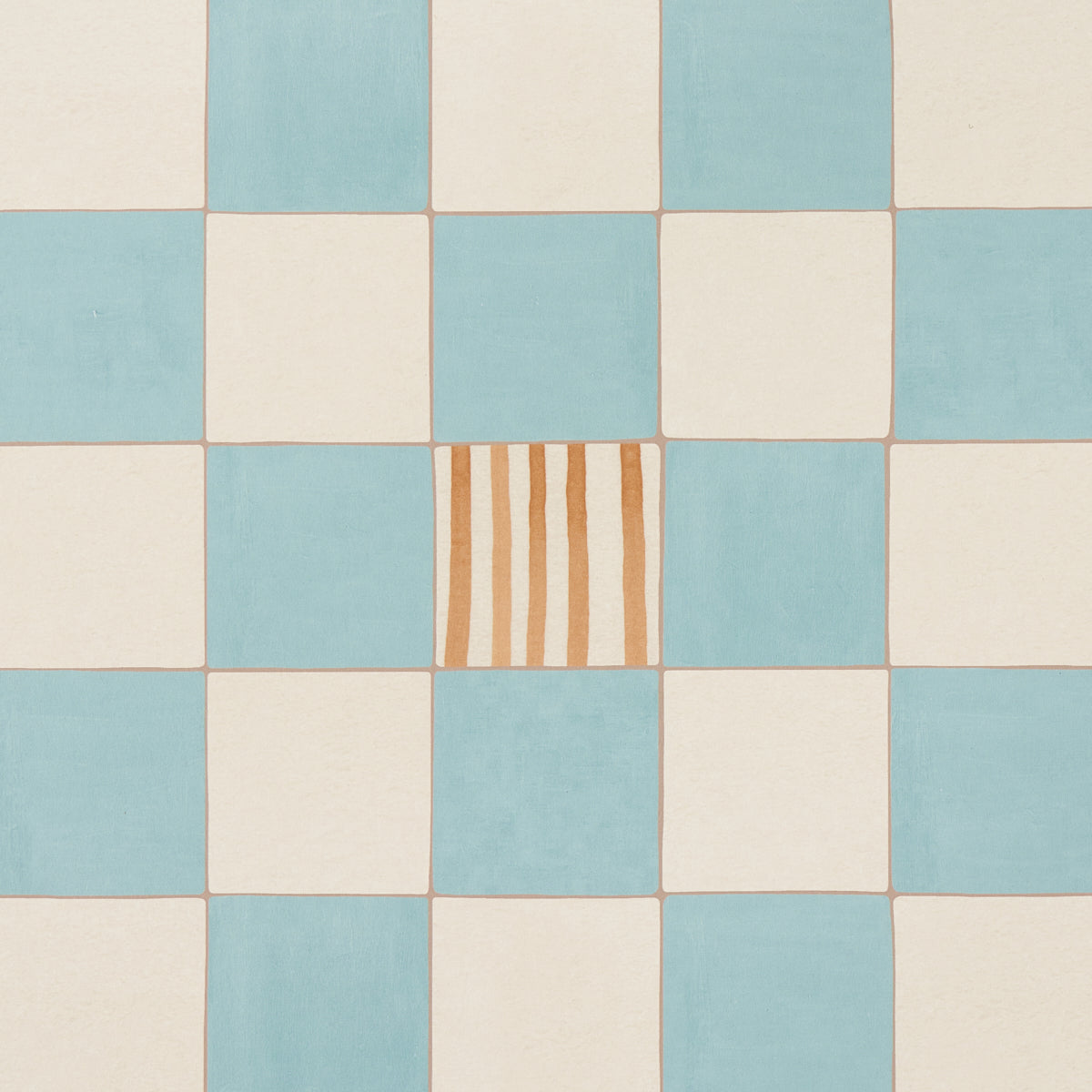 Gambit Panel Teal & Earthy Brown by Backdrop Painterly Checkered Wallpaper – Schumacher 5014260