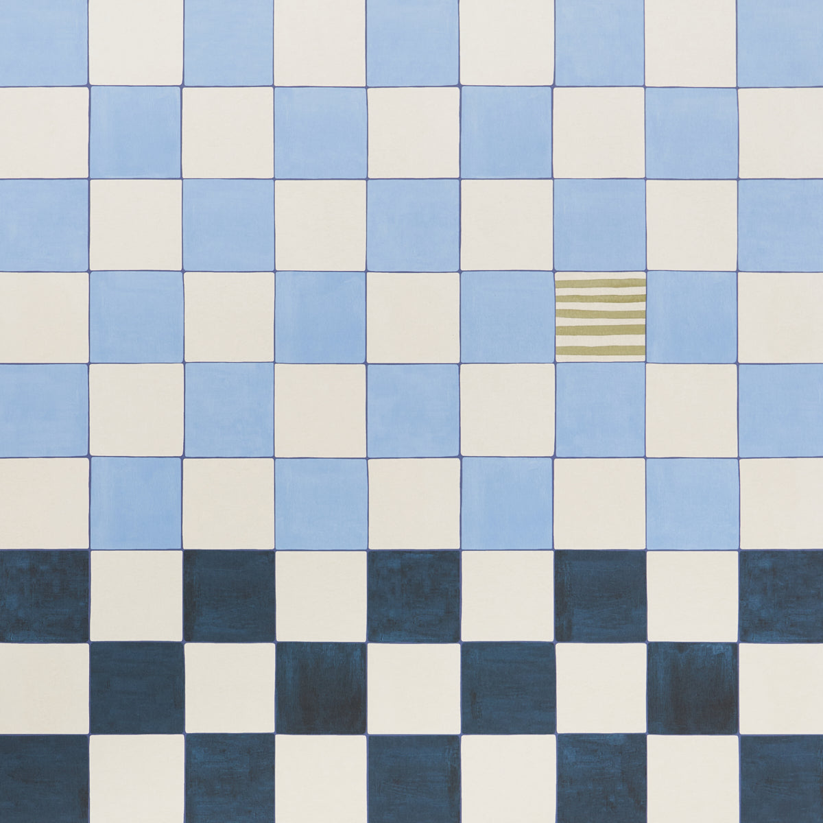 Gambit Panel Sky & Deep Navy by Schumacher Painterly Checkered Wallpaper Panel – Schumacher 5014261