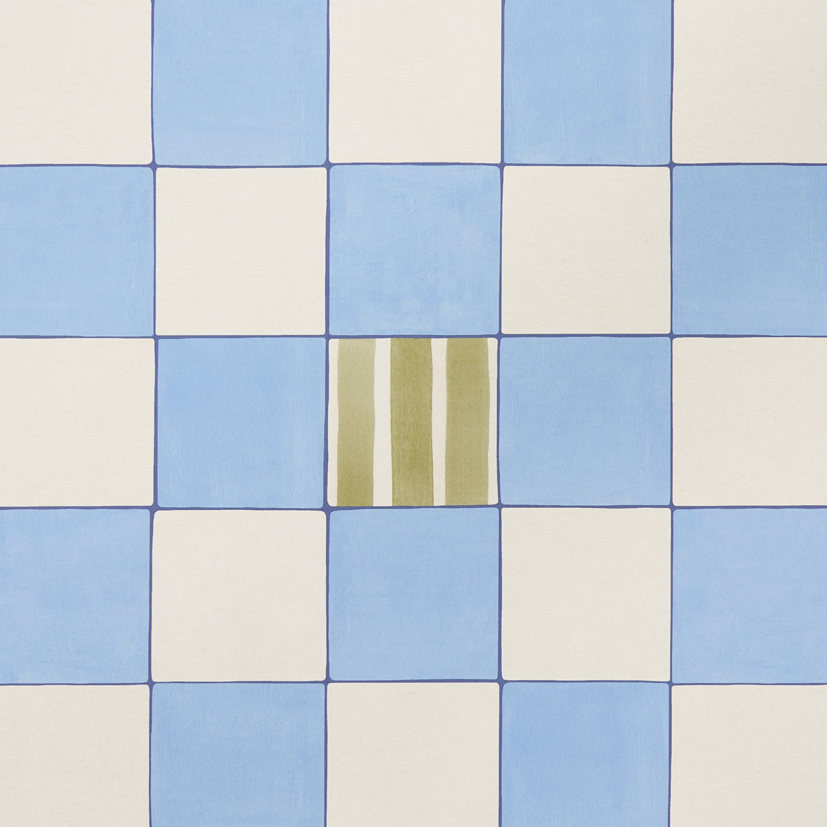 Gambit Panel Sky & Deep Navy by Schumacher Painterly Checkered Wallpaper Panel – Schumacher 5014261