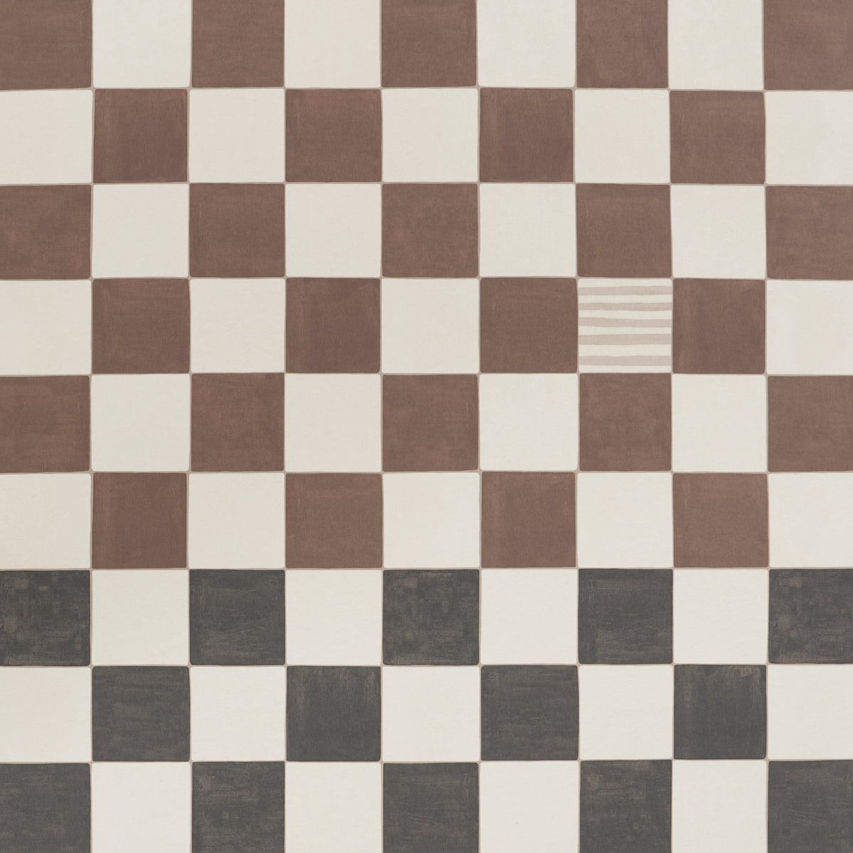 Gambit Panel Cocoa & Charcoal by Schumacher Painterly Checkered Wallpaper Panel – Schumacher 5014263