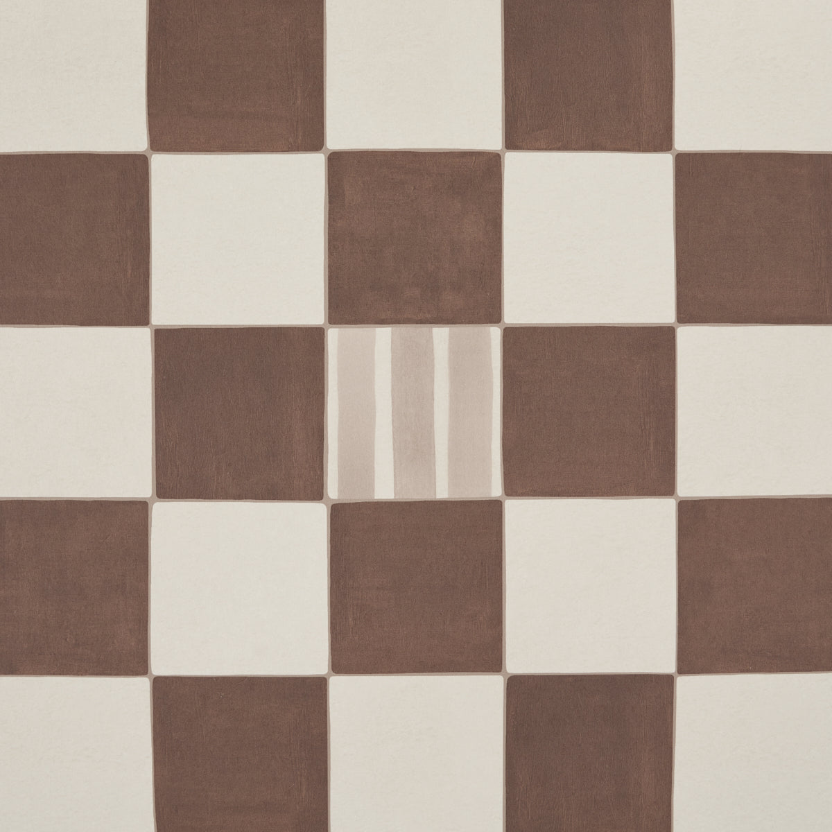 Gambit Panel Cocoa & Charcoal by Schumacher Painterly Checkered Wallpaper Panel – Schumacher 5014263