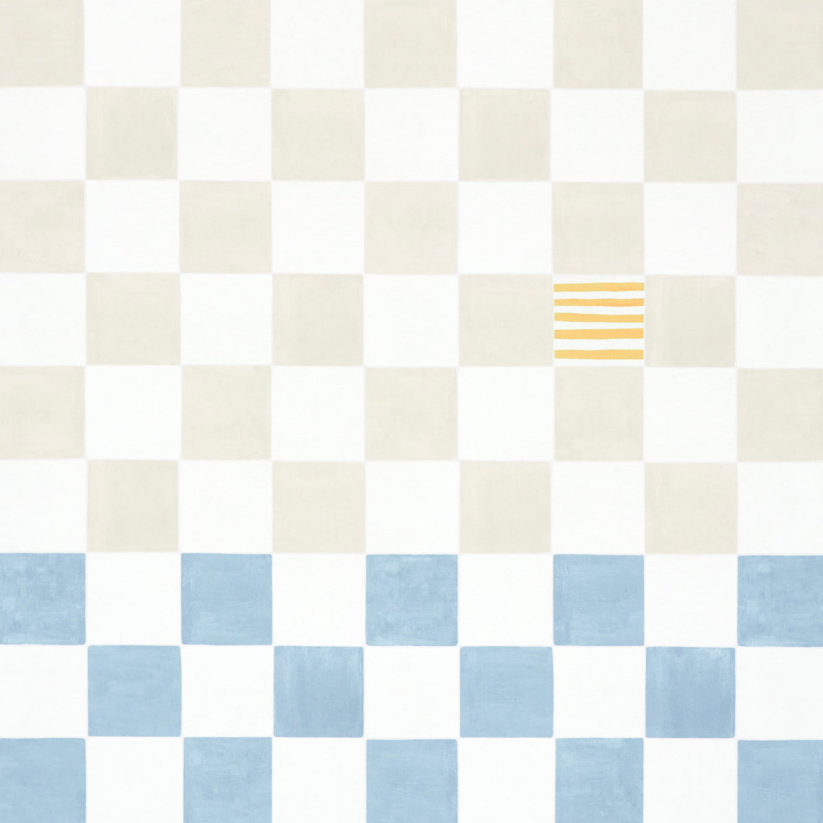 Gambit Panel Sand & Soft Blue by Schumacher Painterly Checkered Wallpaper Panel – 5014264