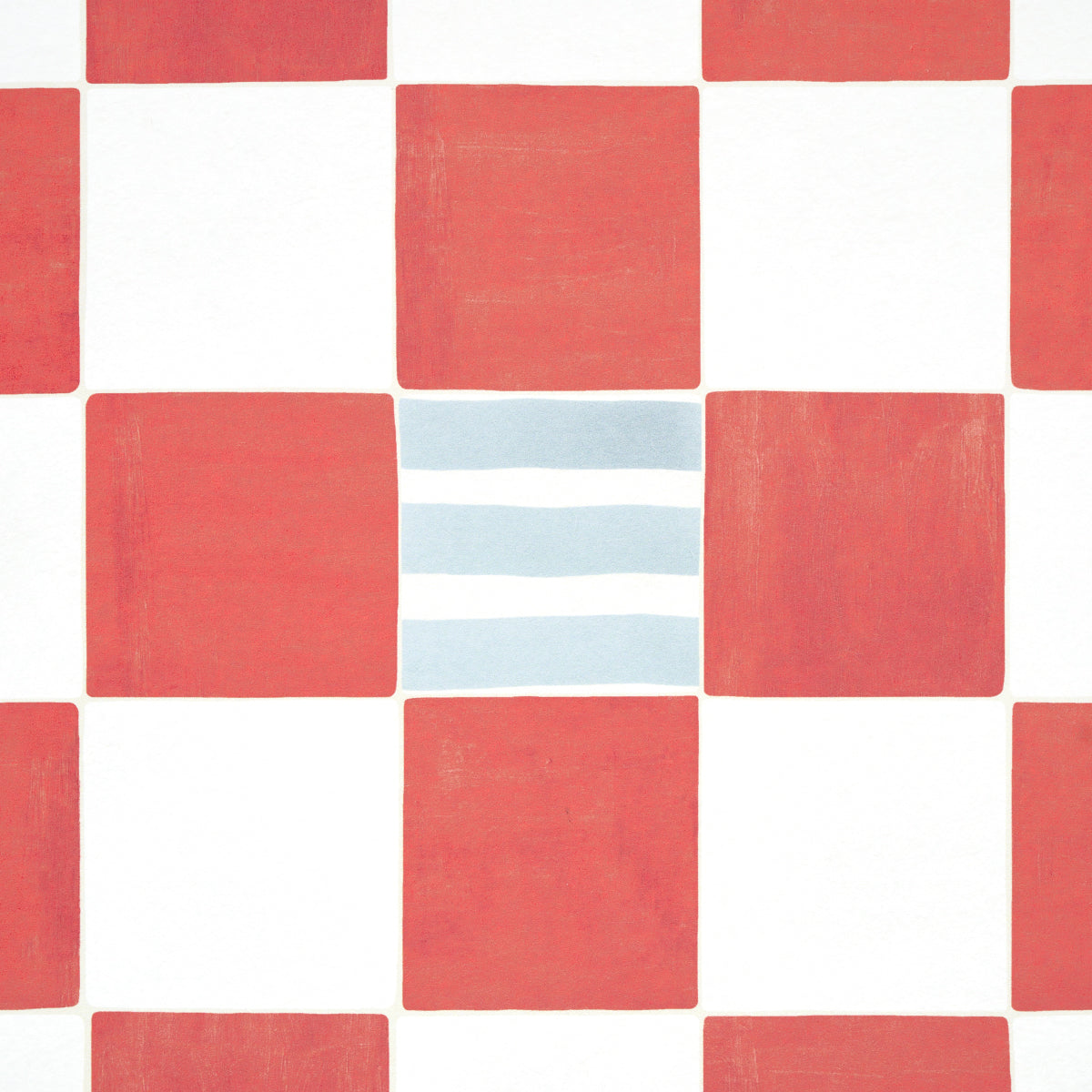 Gambit Panel Earthy Pink & Red by Schumacher Painterly Checkered Wallpaper – Schumacher 5014265