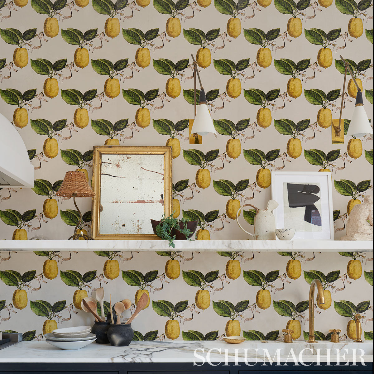 Le Citron Natural by Johnson Hartig Botanical Lemon Wallpaper – Schumacher 5014282