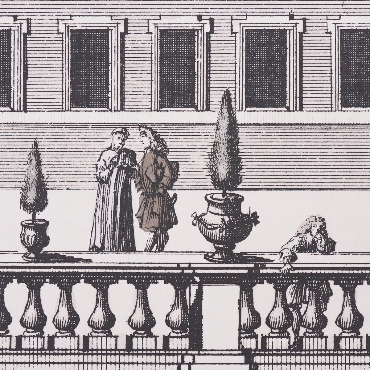 Piazza Firenze Panel Set Grisaille by Schumacher Architectural Panorama Wallpaper – 5014301