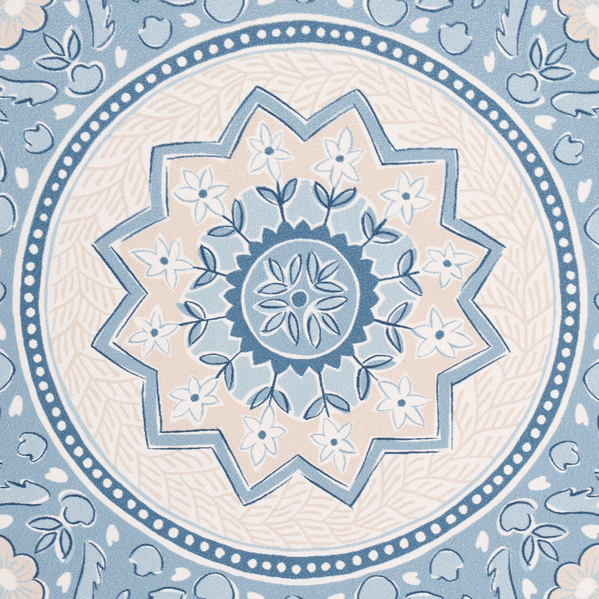 Montecito Medallion China Blue by Mark D. Sikes Large-Scale Medallion Wallpaper – Schumacher 5014362