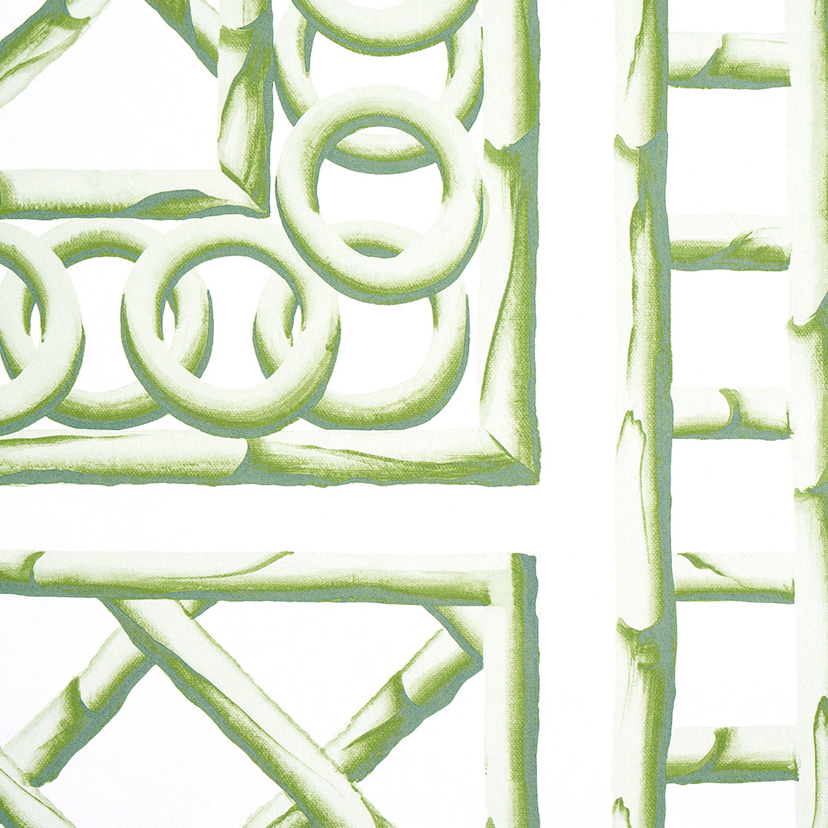 Bamboo Trellis Panel B Green by Marie-Anne Oudejans Lattice Wallpaper Panel – Schumacher 5014400