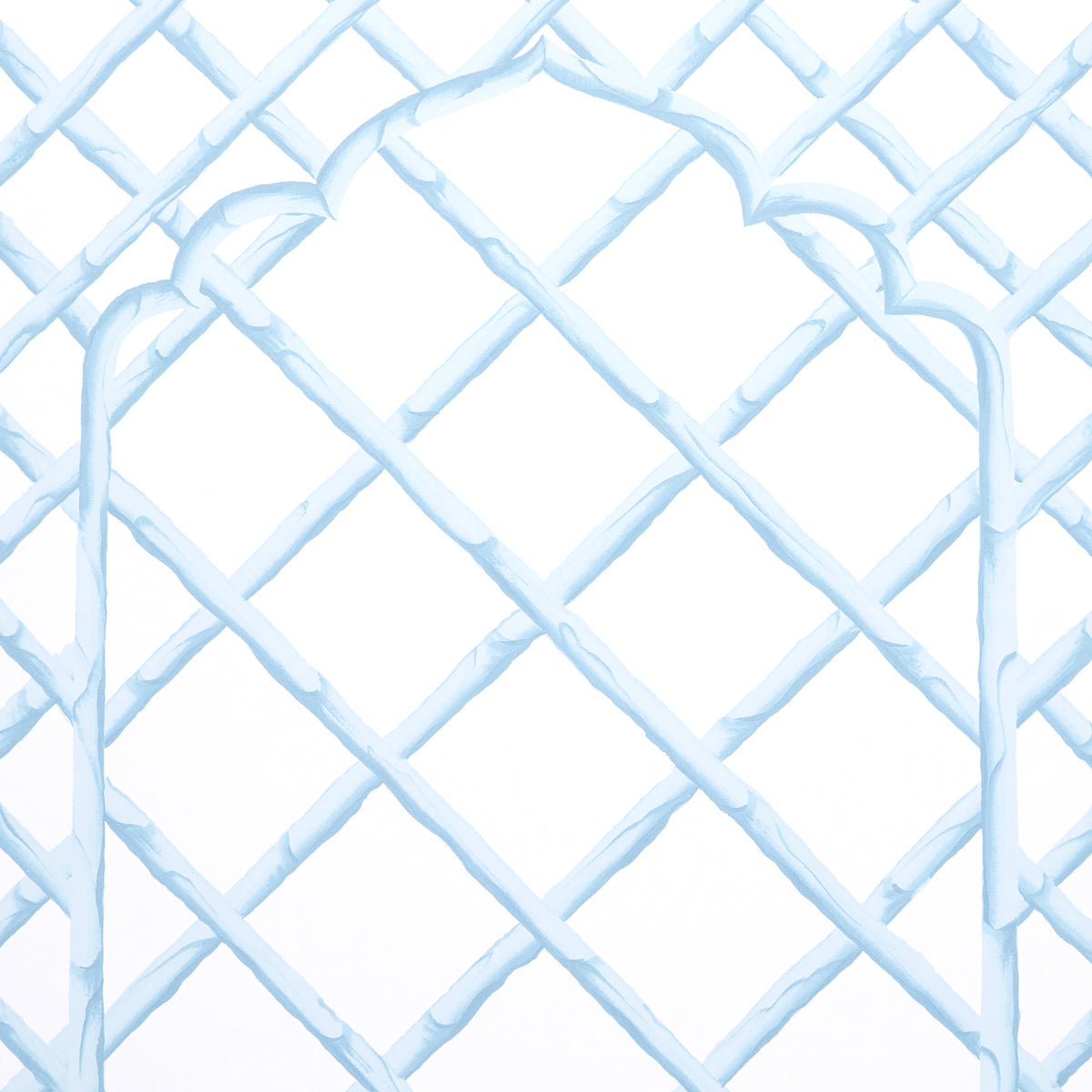 Bamboo Trellis Panel B Blue by Marie-Anne Oudejans Chic Lattice Wallpaper Panel – Schumacher 5014401