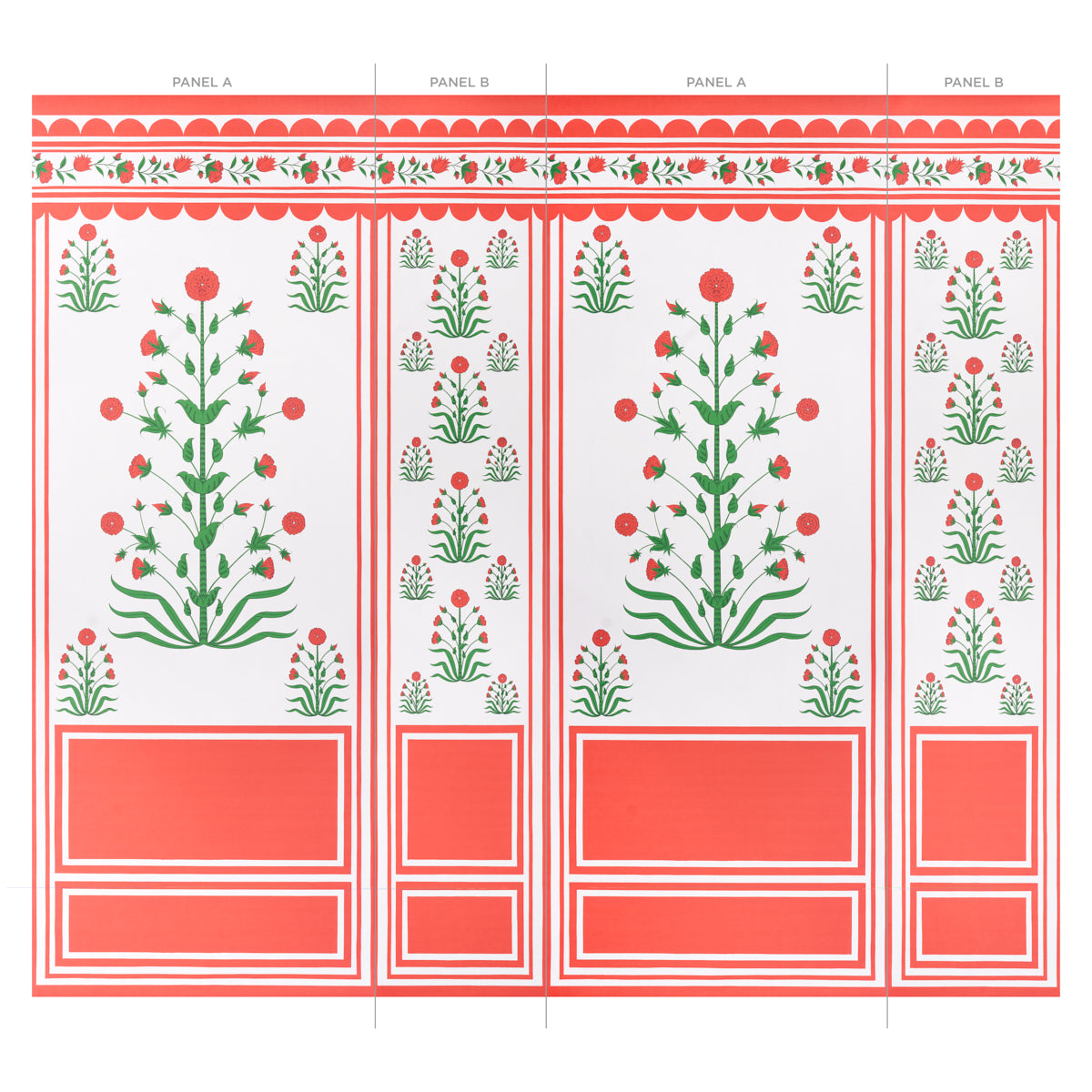 Royal Poppy Panel B Red by Marie-Anne Oudejans Scenic Floral Wallpaper Panel – Schumacher 5014440