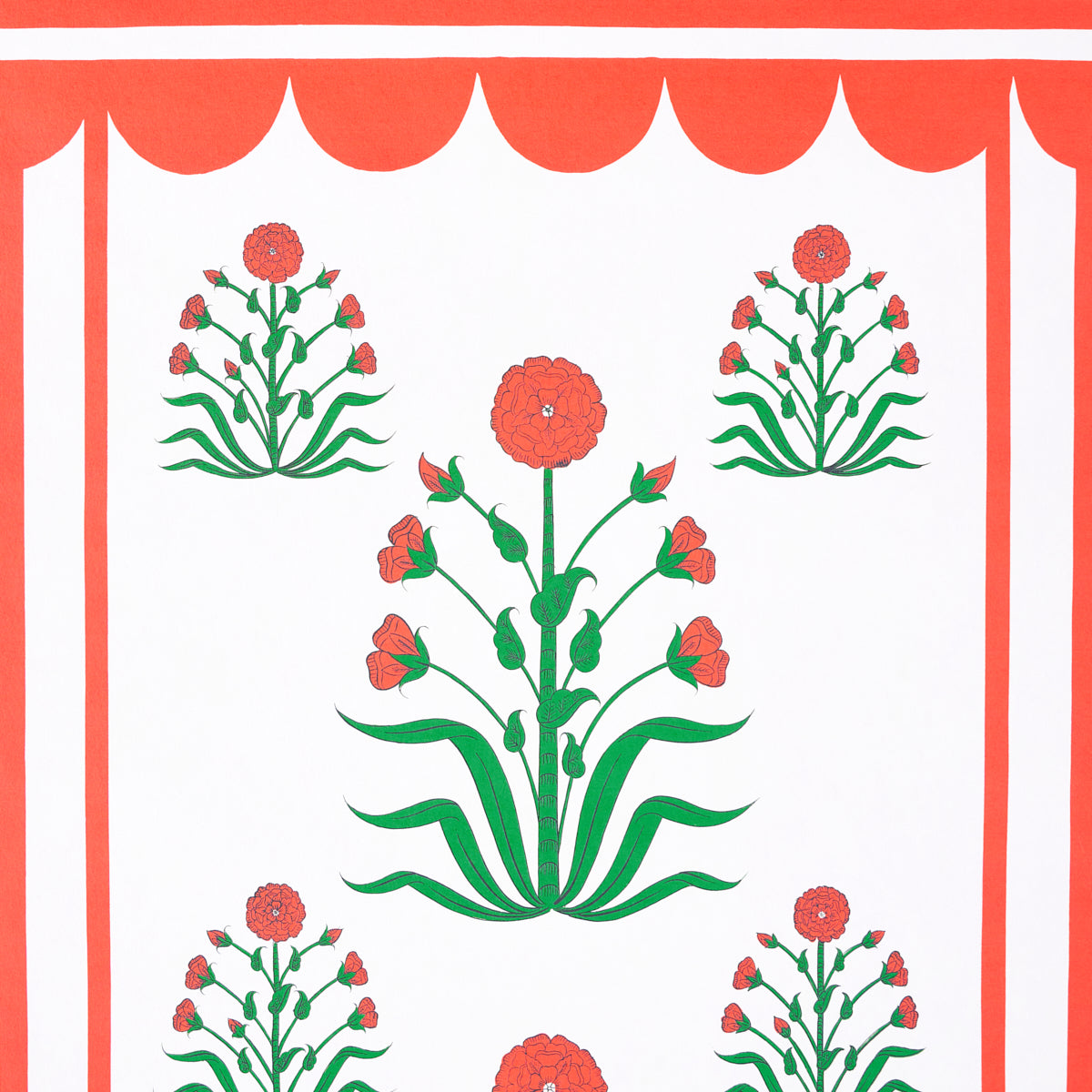 Royal Poppy Panel B Red by Marie-Anne Oudejans Scenic Floral Wallpaper Panel – Schumacher 5014440