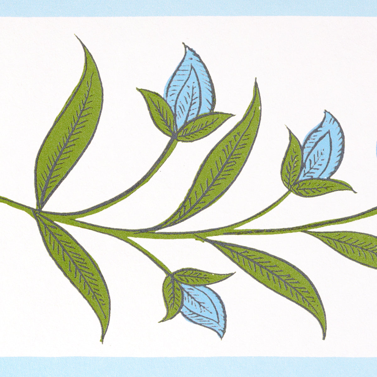 Royal Poppy Panel B Blue by Marie-Anne Oudejans Scenic Floral Wallpaper – Schumacher 5014441