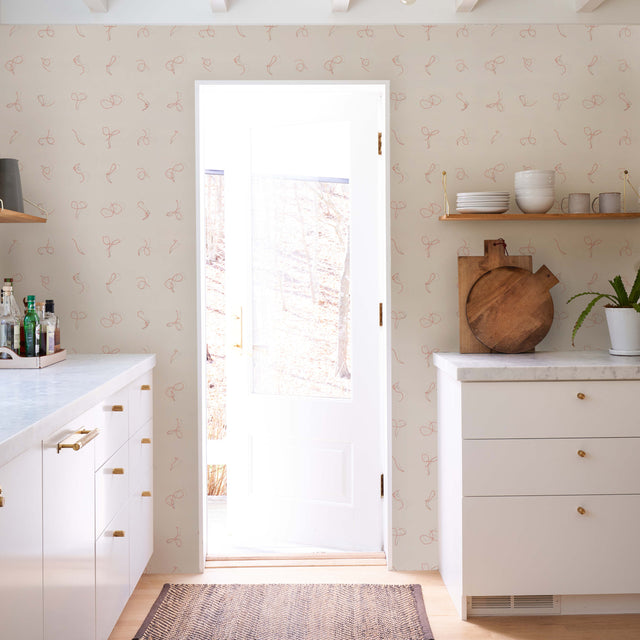 Butcher String Red and White on Ivory by Charlap Hyman & Herrero Wallpaper – Schumacher 5014470