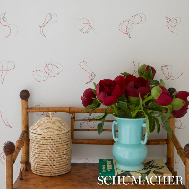 Butcher String Red and White on Ivory by Charlap Hyman & Herrero Wallpaper – Schumacher 5014470