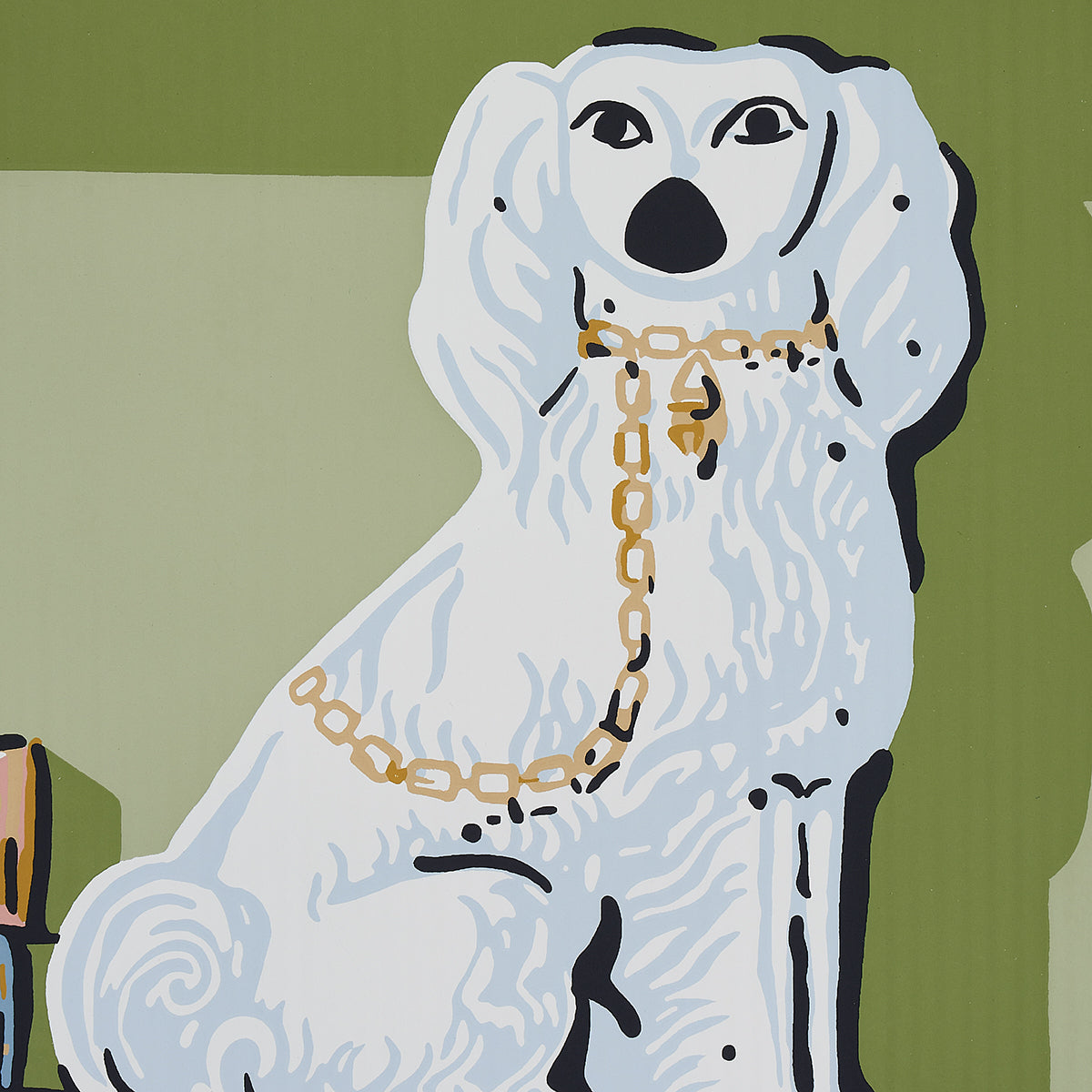 Natalie's Library Celadon by Schumacher Hand-Screened Trompe L'oeil Bookshelf Wallpaper – Schumacher 5014730