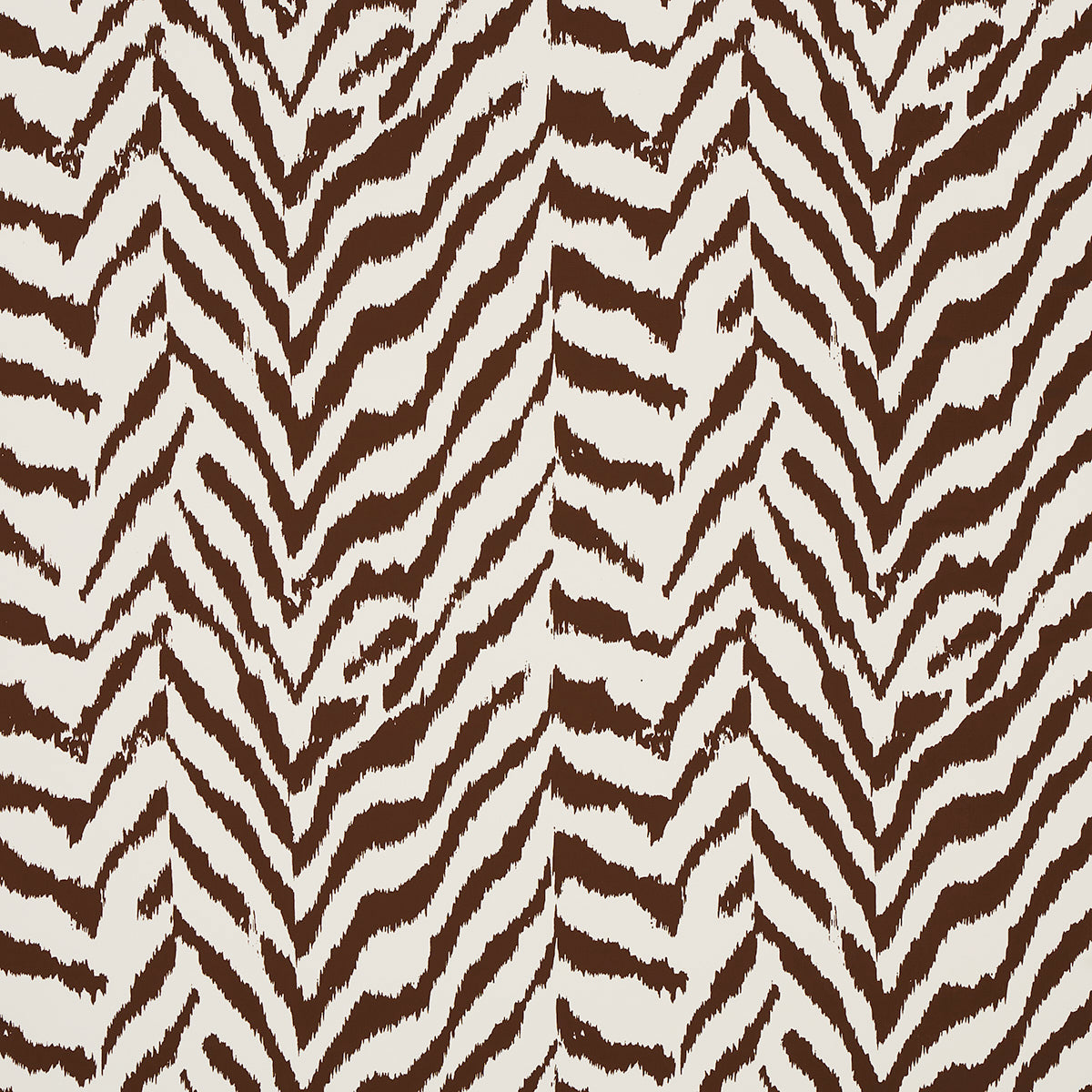 Quincy Cocoa animal print wallpaper from Schumacher's Moon River collection, shown in a styled interior and close-up detail.