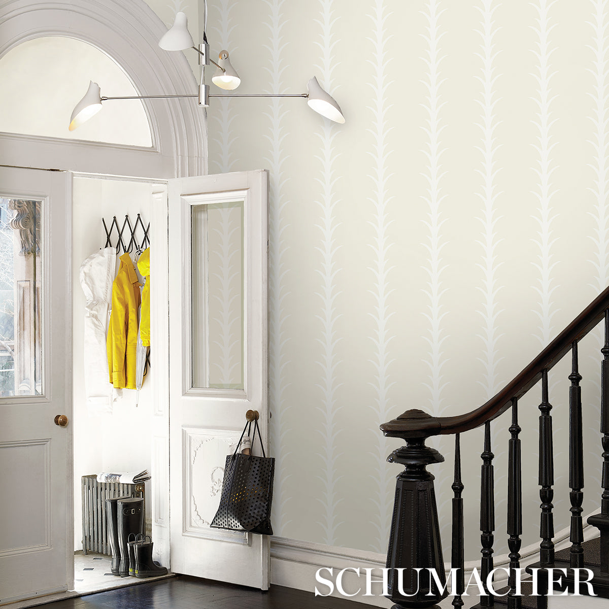 Acanthus Stripe Ivory on Neutral by Schumacher Botanical Stripe Wallpaper – Schumacher 5014771