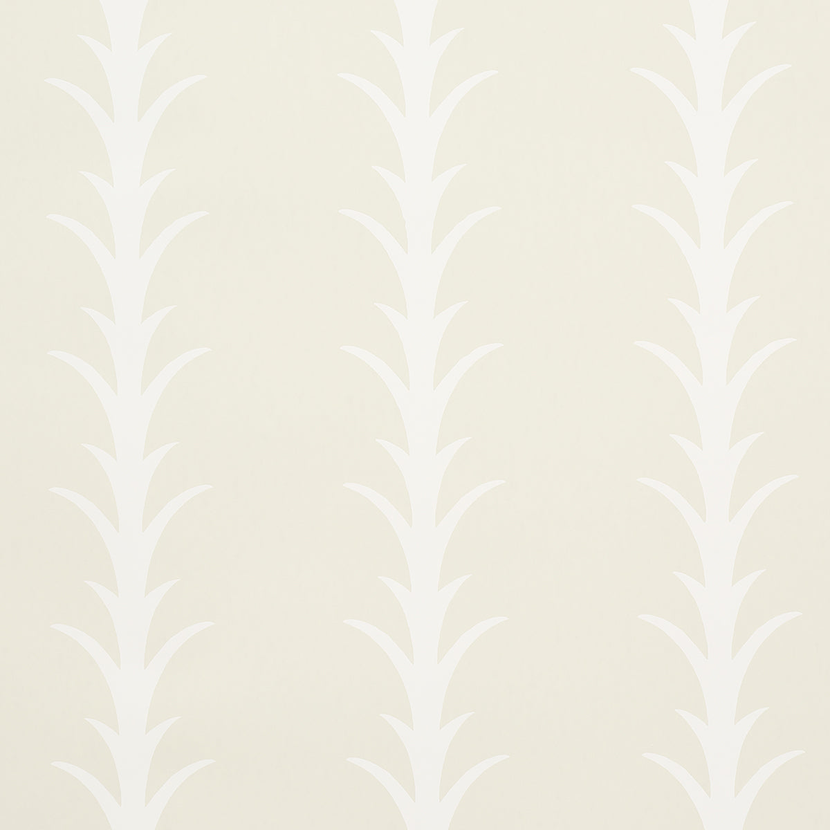 Acanthus Stripe wallpaper in ivory on neutral by Schumacher, featuring a stylized acanthus motif in a classic stripe pattern.
