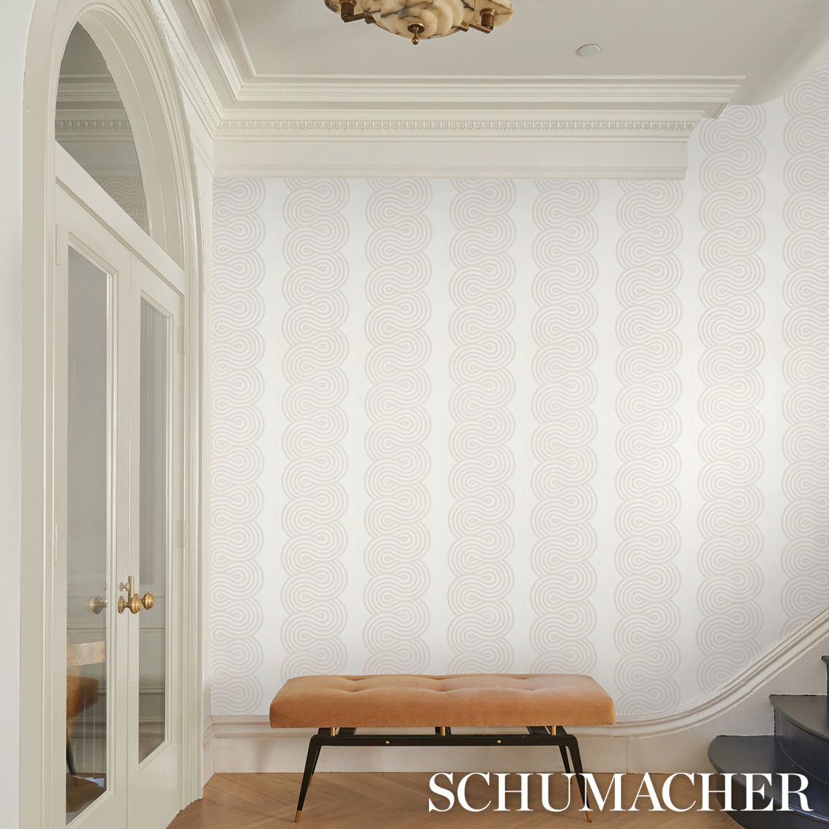 Giraldi Pumice by Schumacher Modern Stripe Wallpaper – Schumacher 5014790