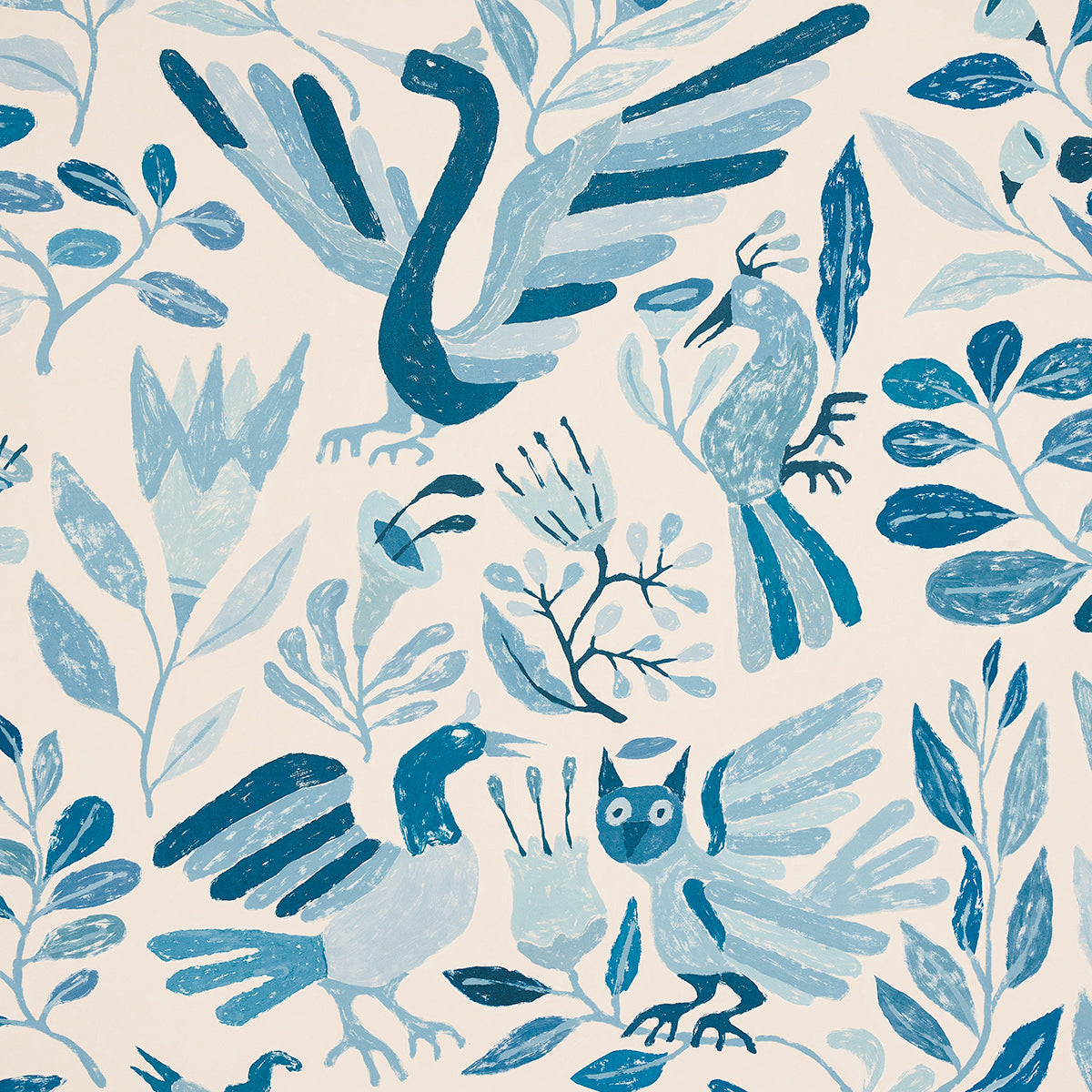 Canopy Blue Birds by Abel Macias Playful Blue Bird Wallpaper – Schumacher 5014830